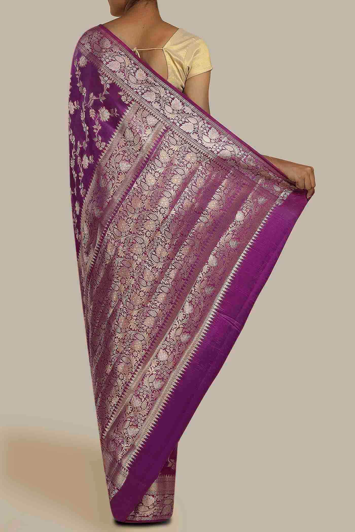 Purple Banarasi Raw Silk Saree