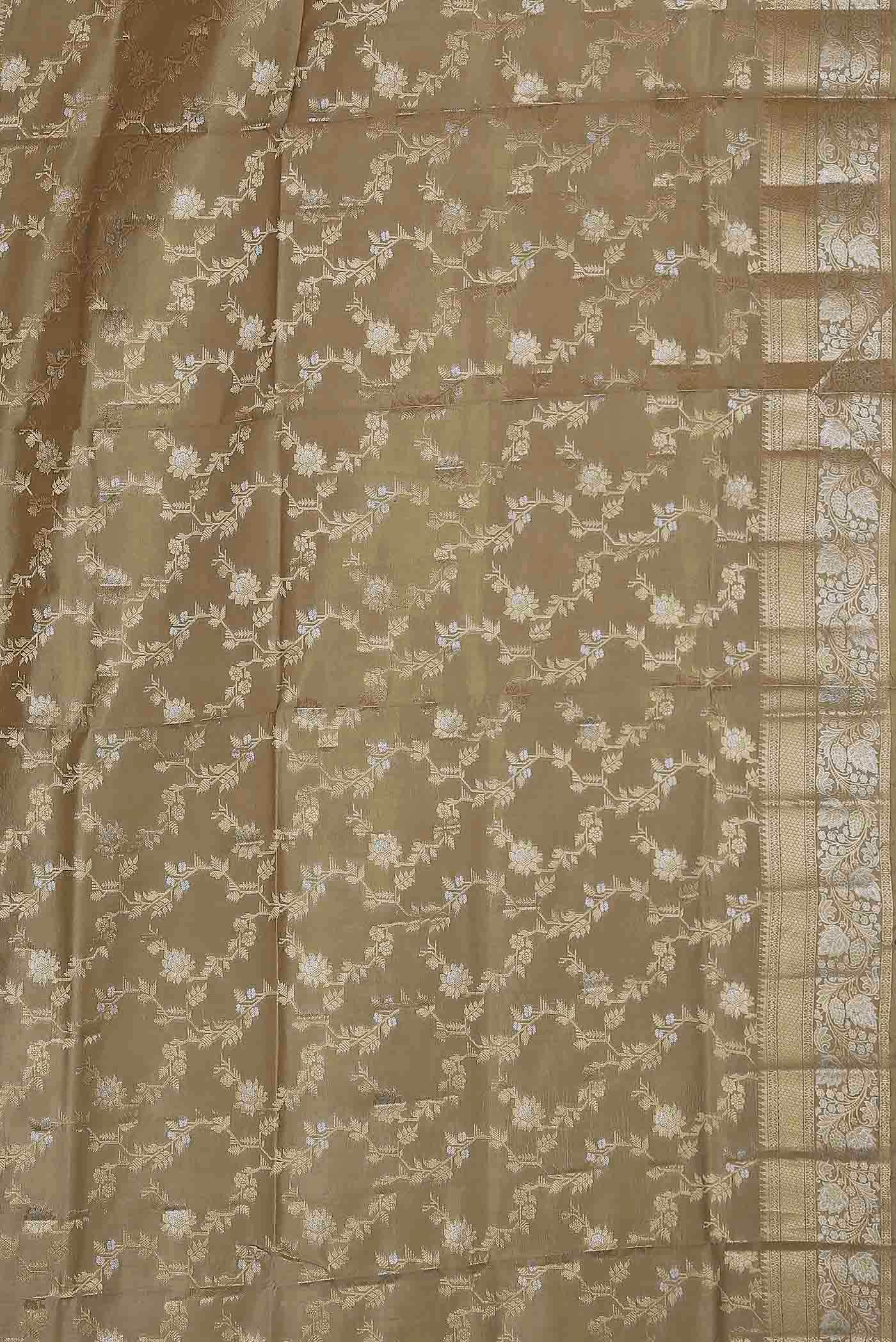 Beige Banarasi Raw Silk Saree