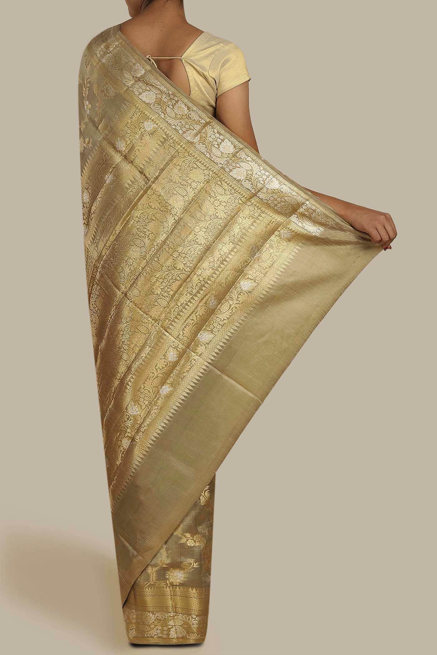 Beige Banarasi Raw Silk Saree