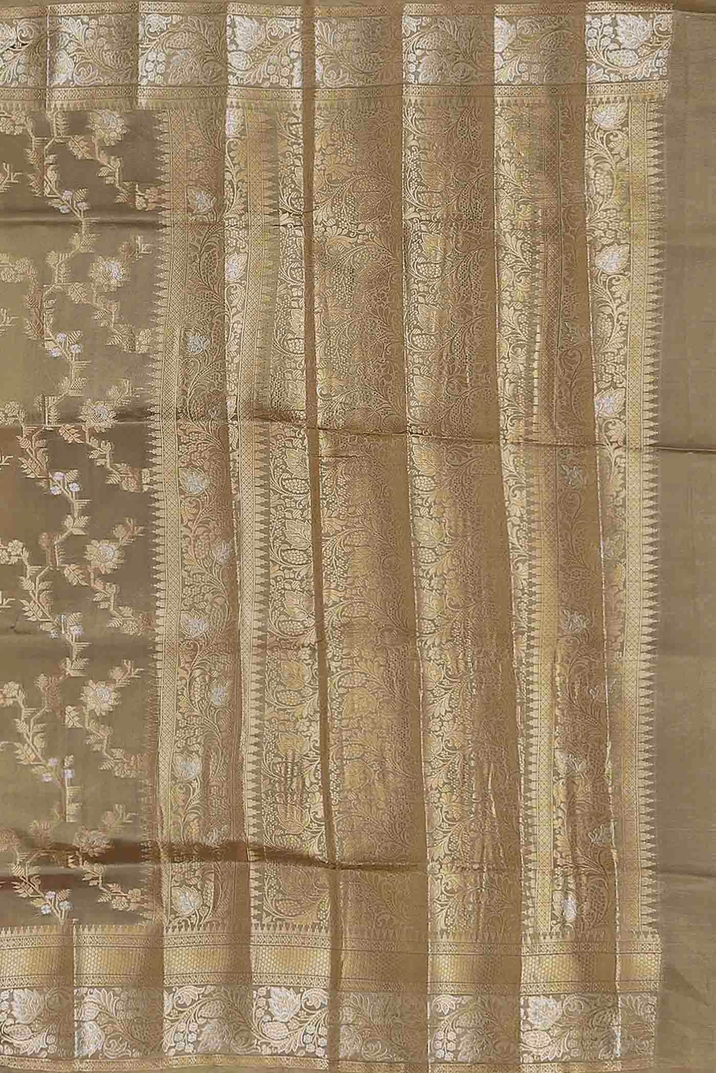 Beige Banarasi Raw Silk Saree