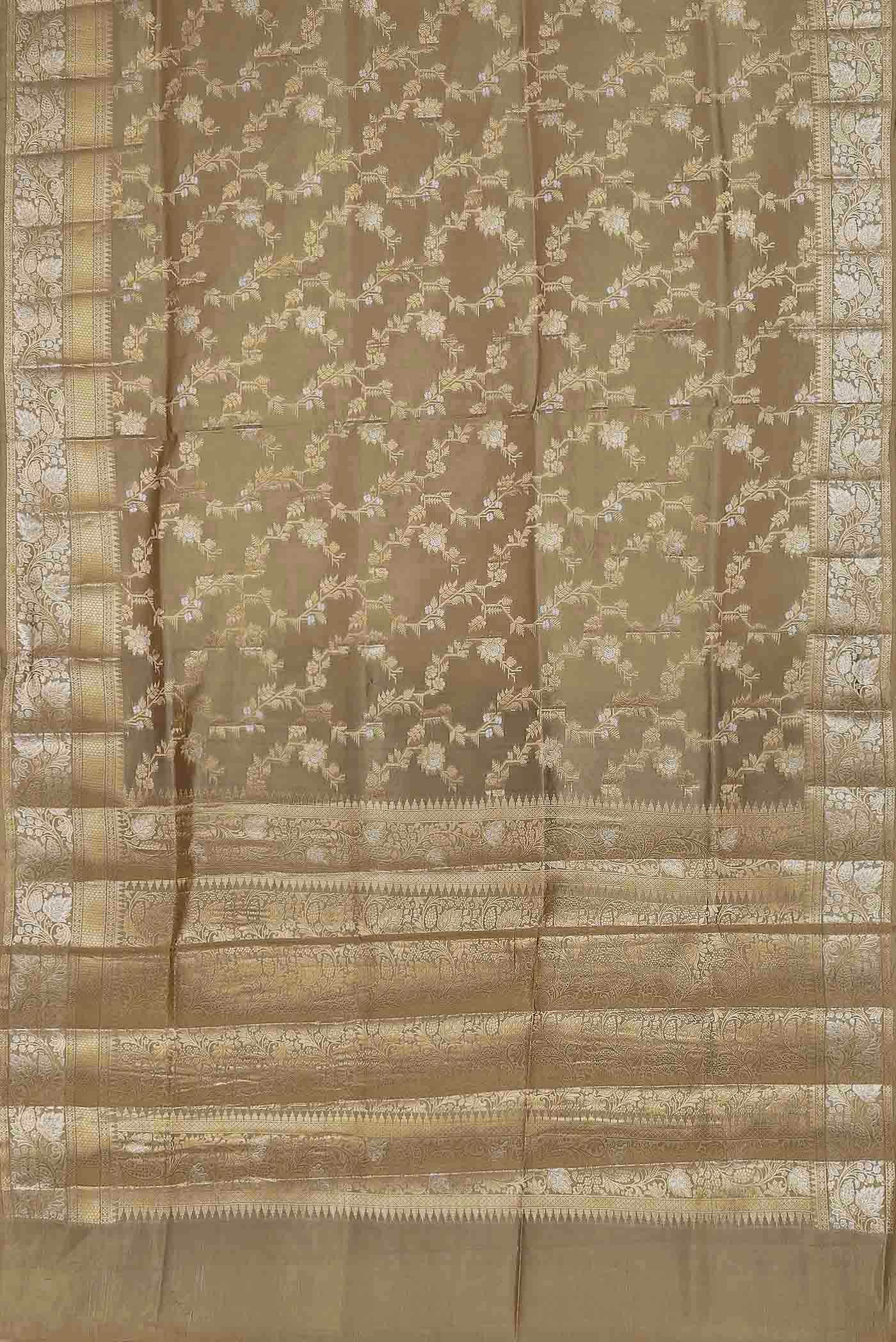 Beige Banarasi Raw Silk Saree