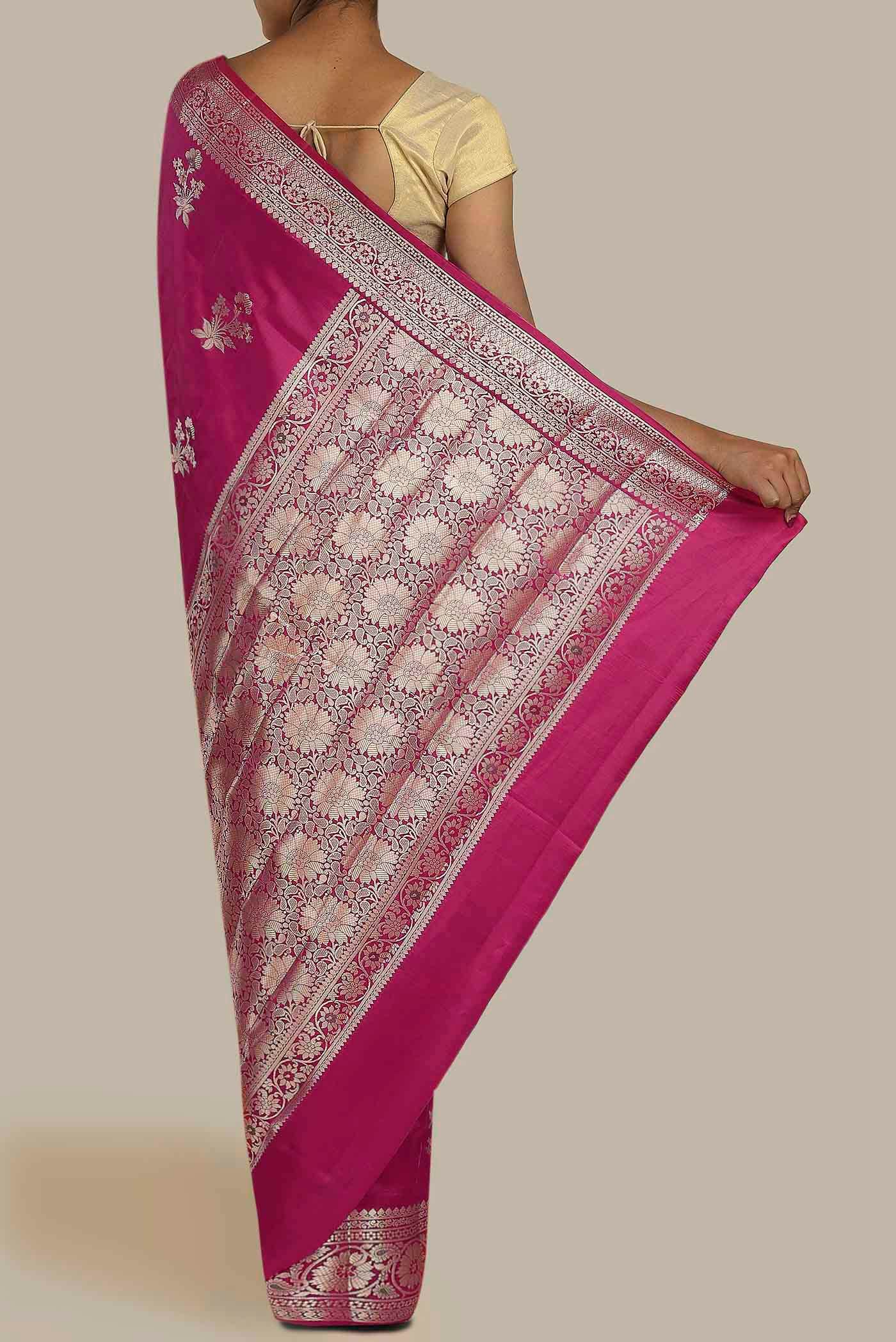 Magenta Banarasi Raw Silk Saree