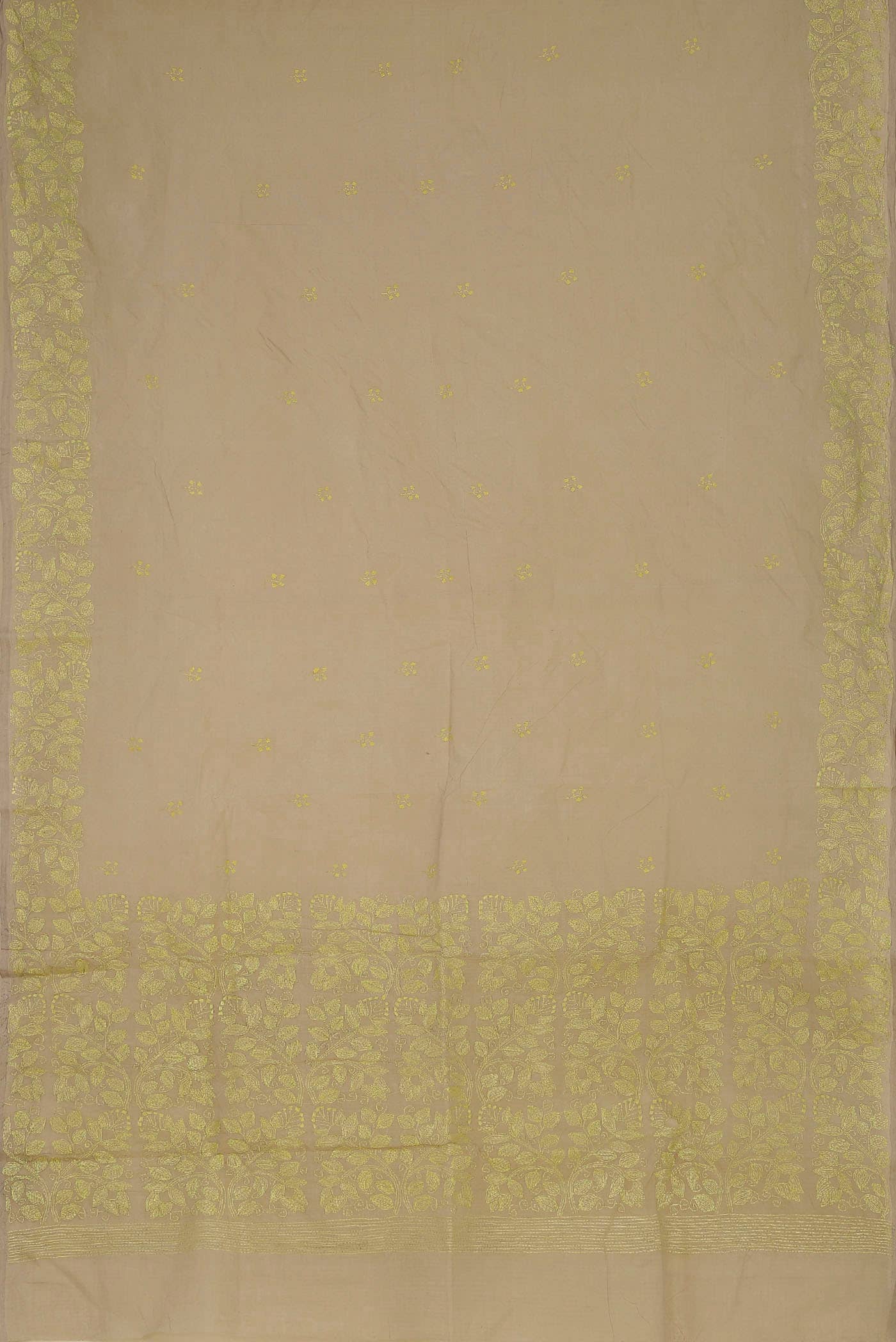 Beige Bengal Cotton Saree