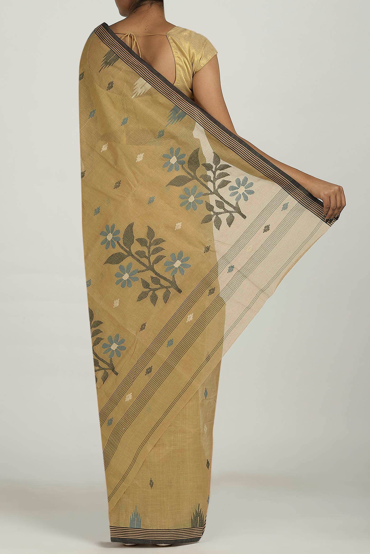Beige Bengal Cotton Saree