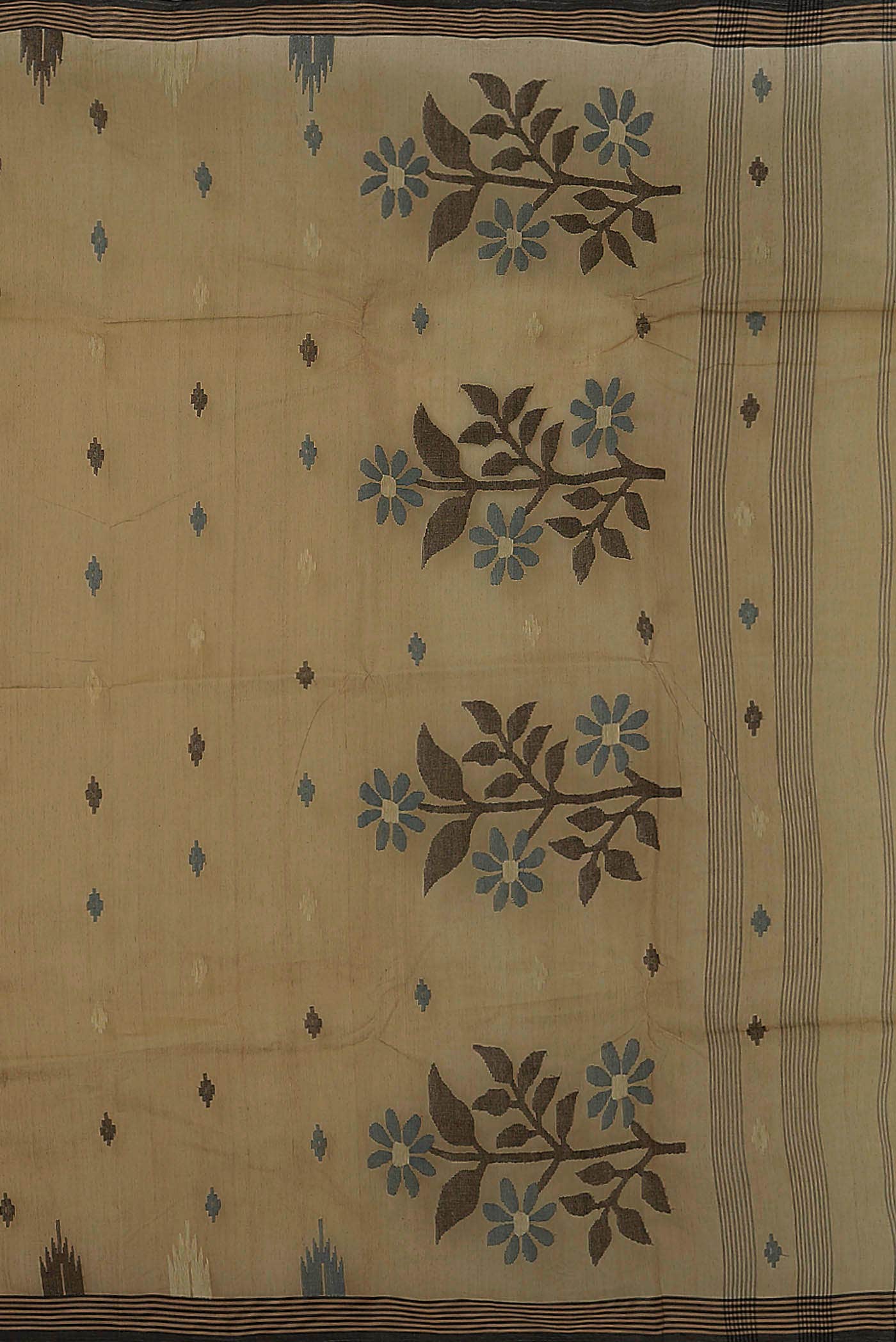 Beige Bengal Cotton Saree