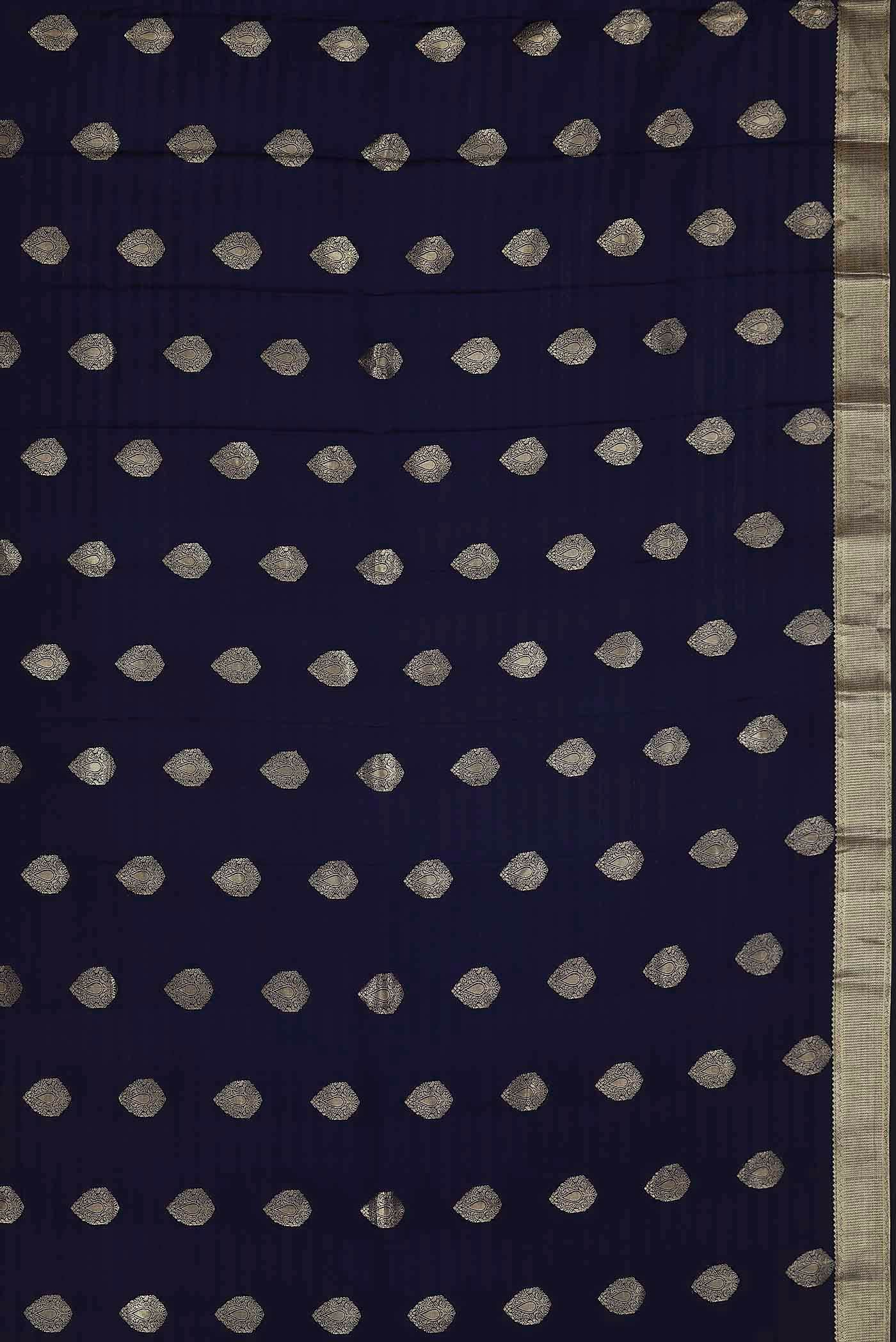 Blue Mysore Crepe Saree