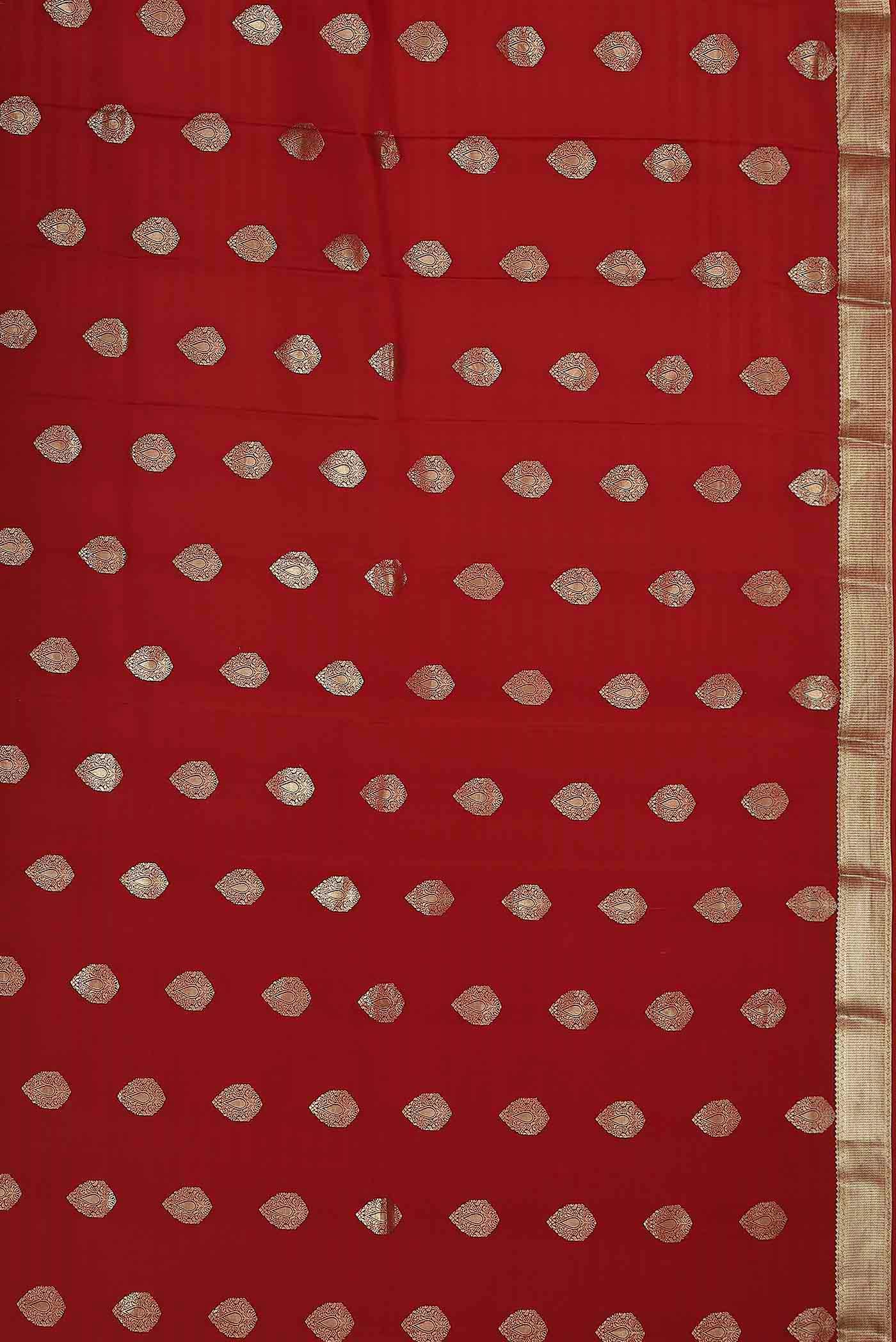 Red Mysore Crepe Saree