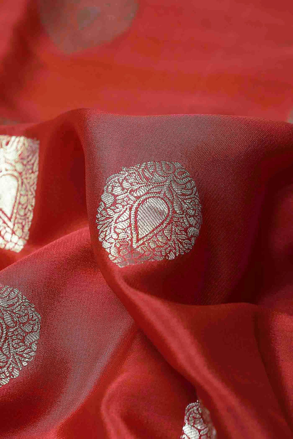 Red Mysore Crepe Saree