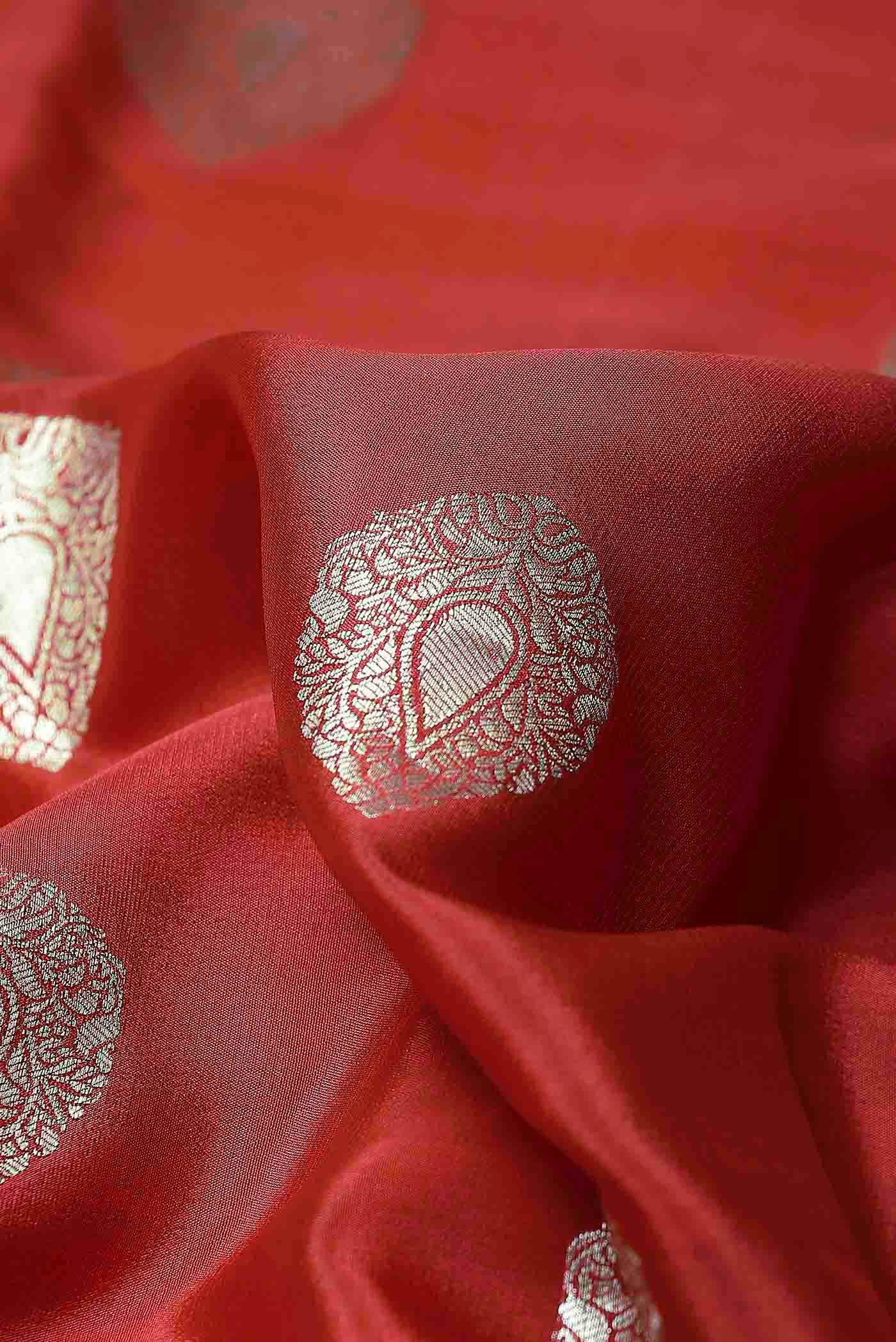 Red Mysore Crepe Saree