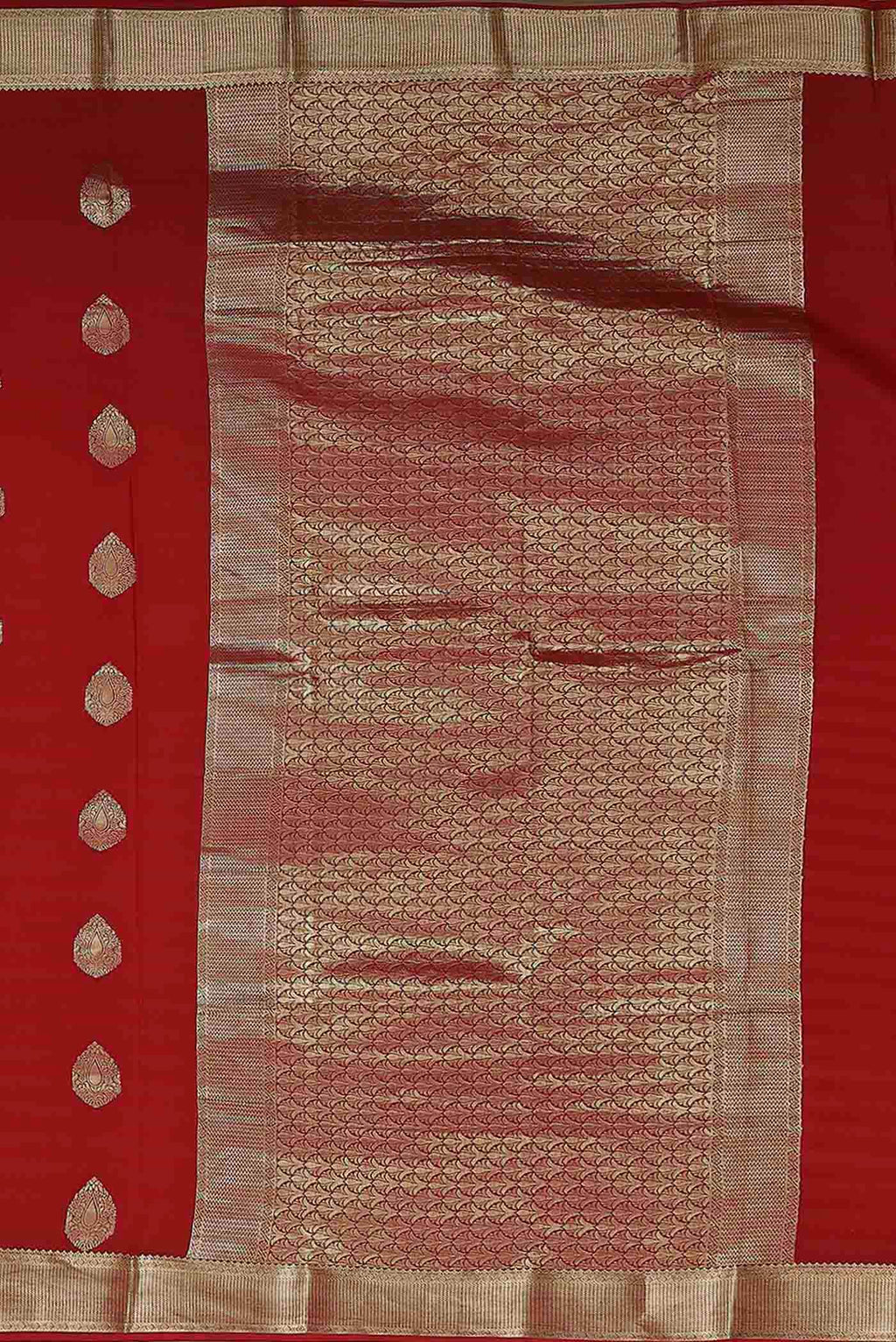 Red Mysore Crepe Saree