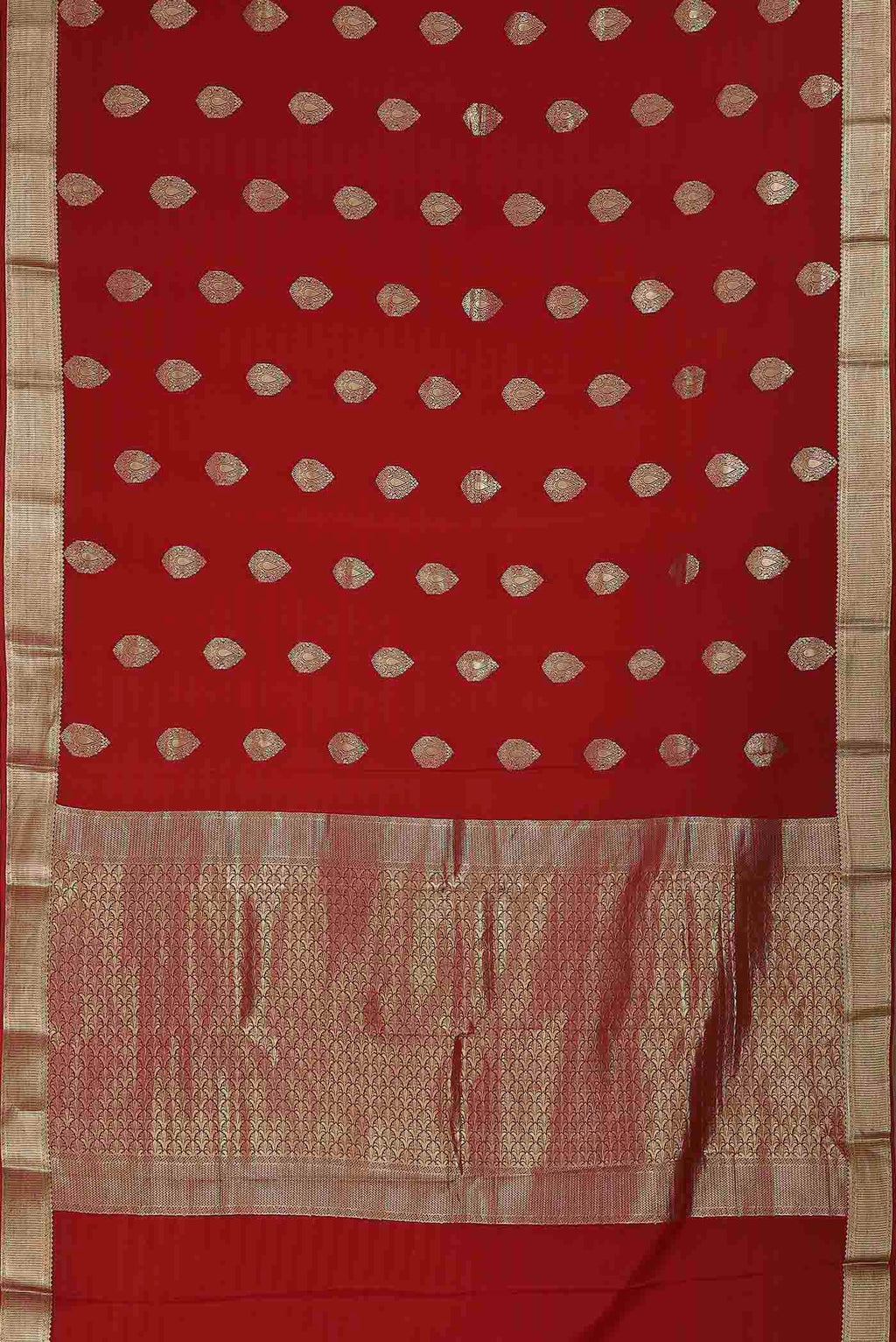 Red Mysore Crepe Saree