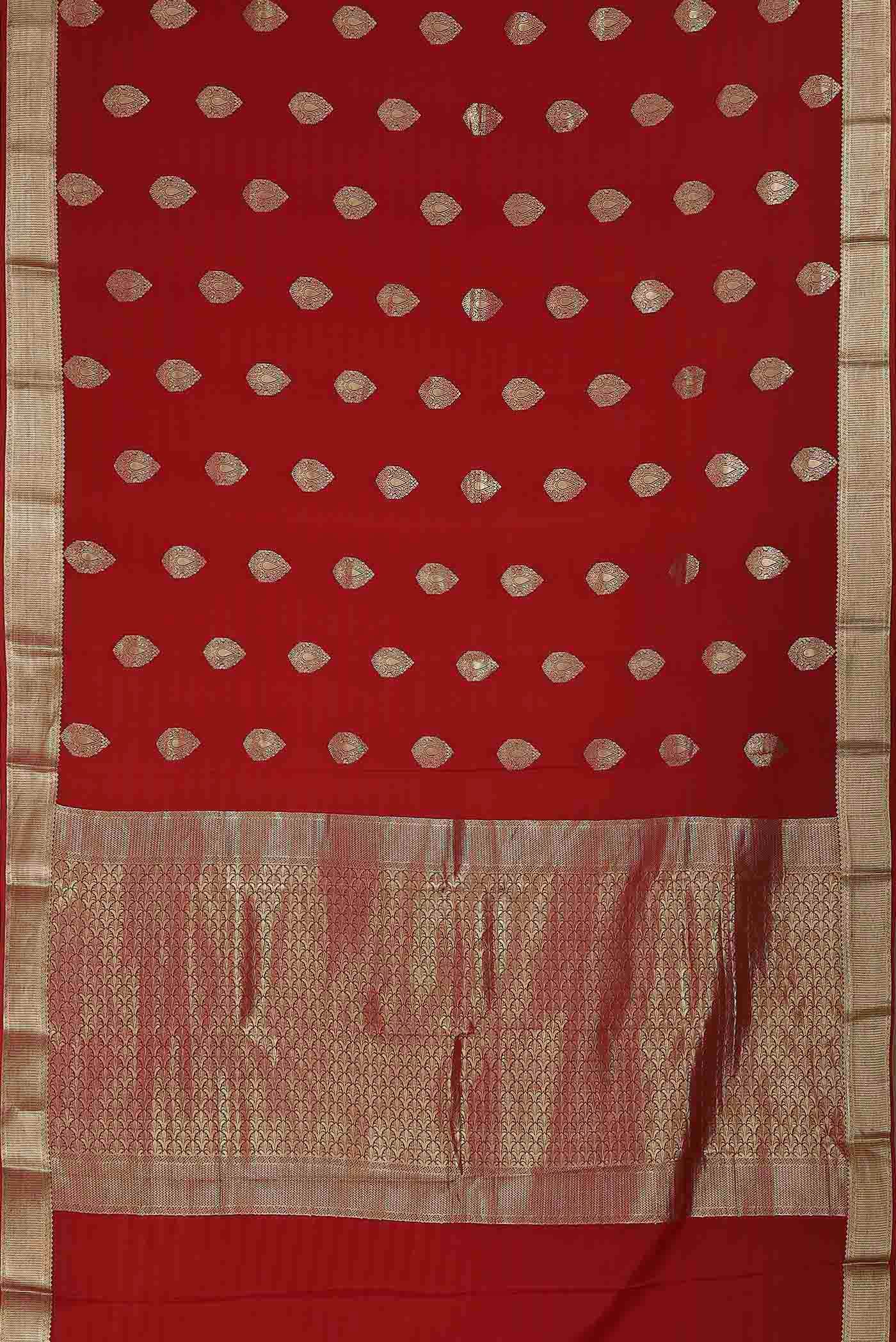 Red Mysore Crepe Saree