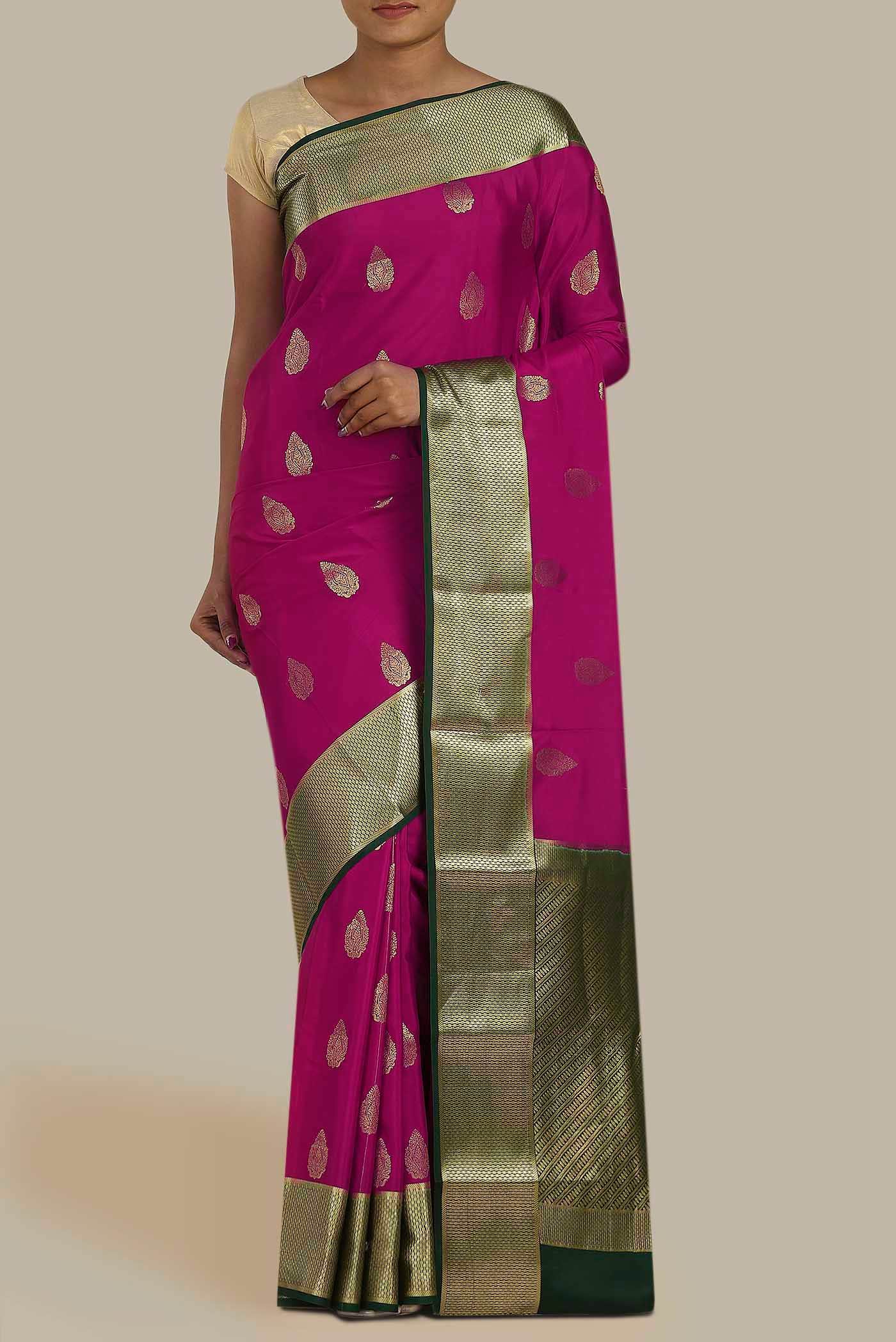 Magenta Mysore Crepe Saree