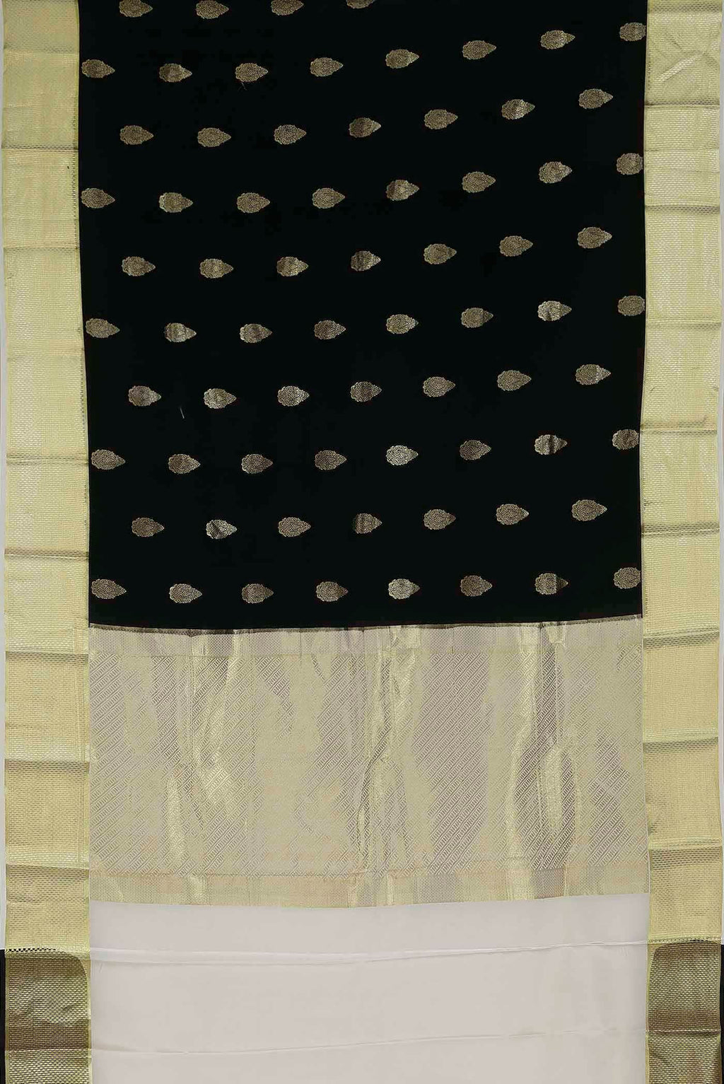 Black Mysore Crepe Saree
