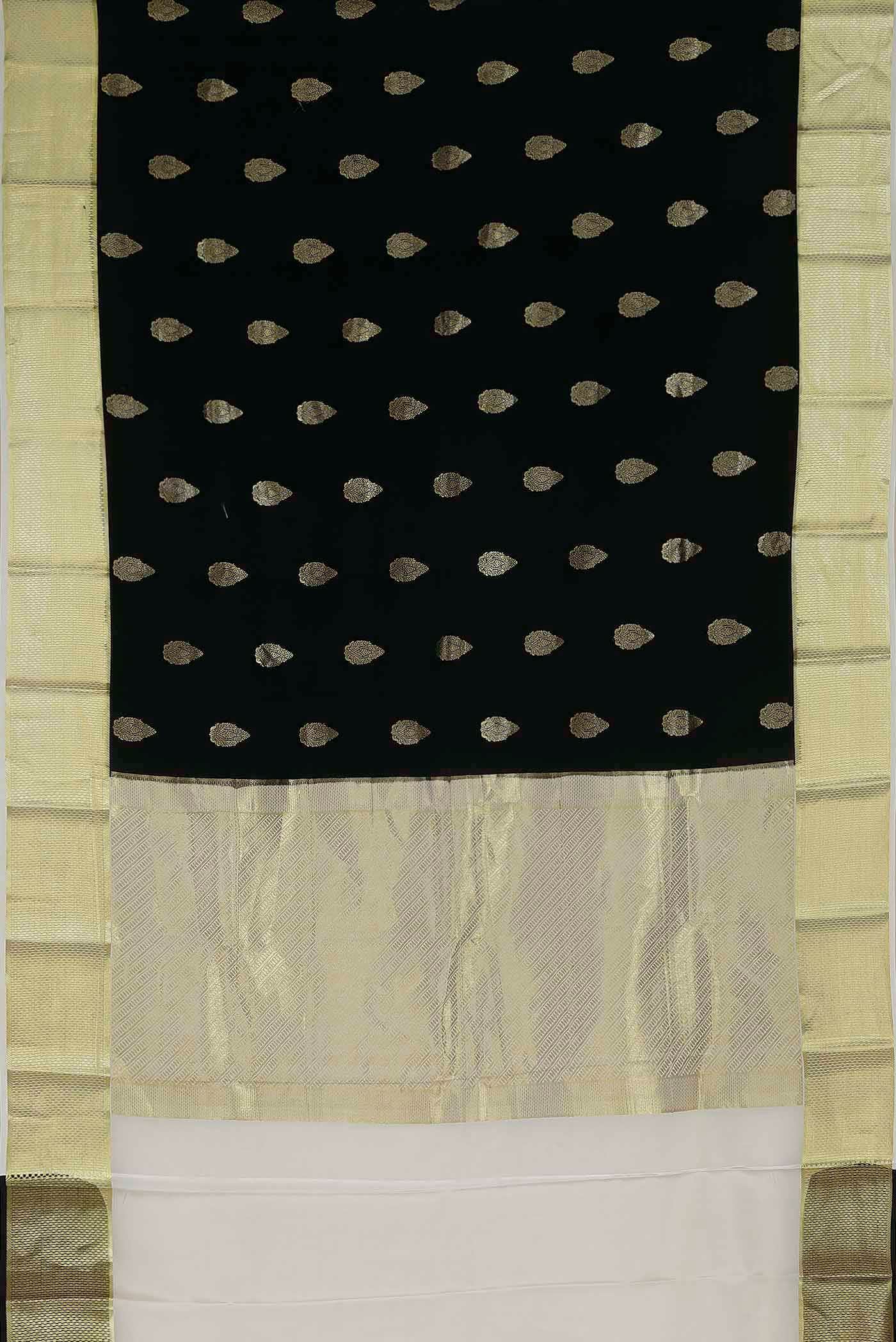 Black Mysore Crepe Saree