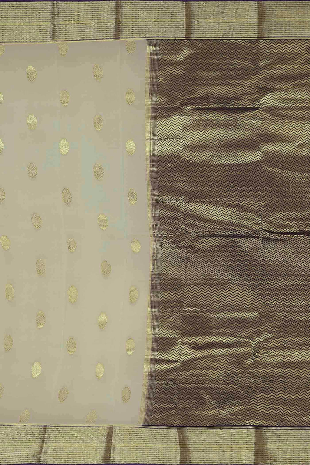 Cream Mysore Crepe Saree