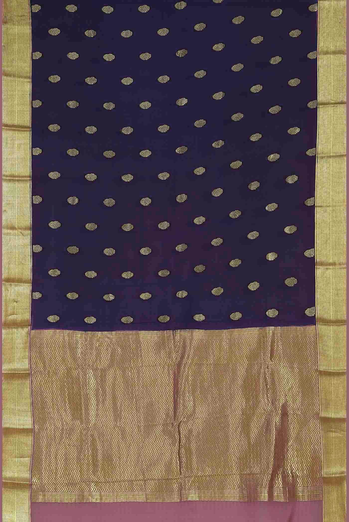 Navy Blue Mysore Crepe Saree