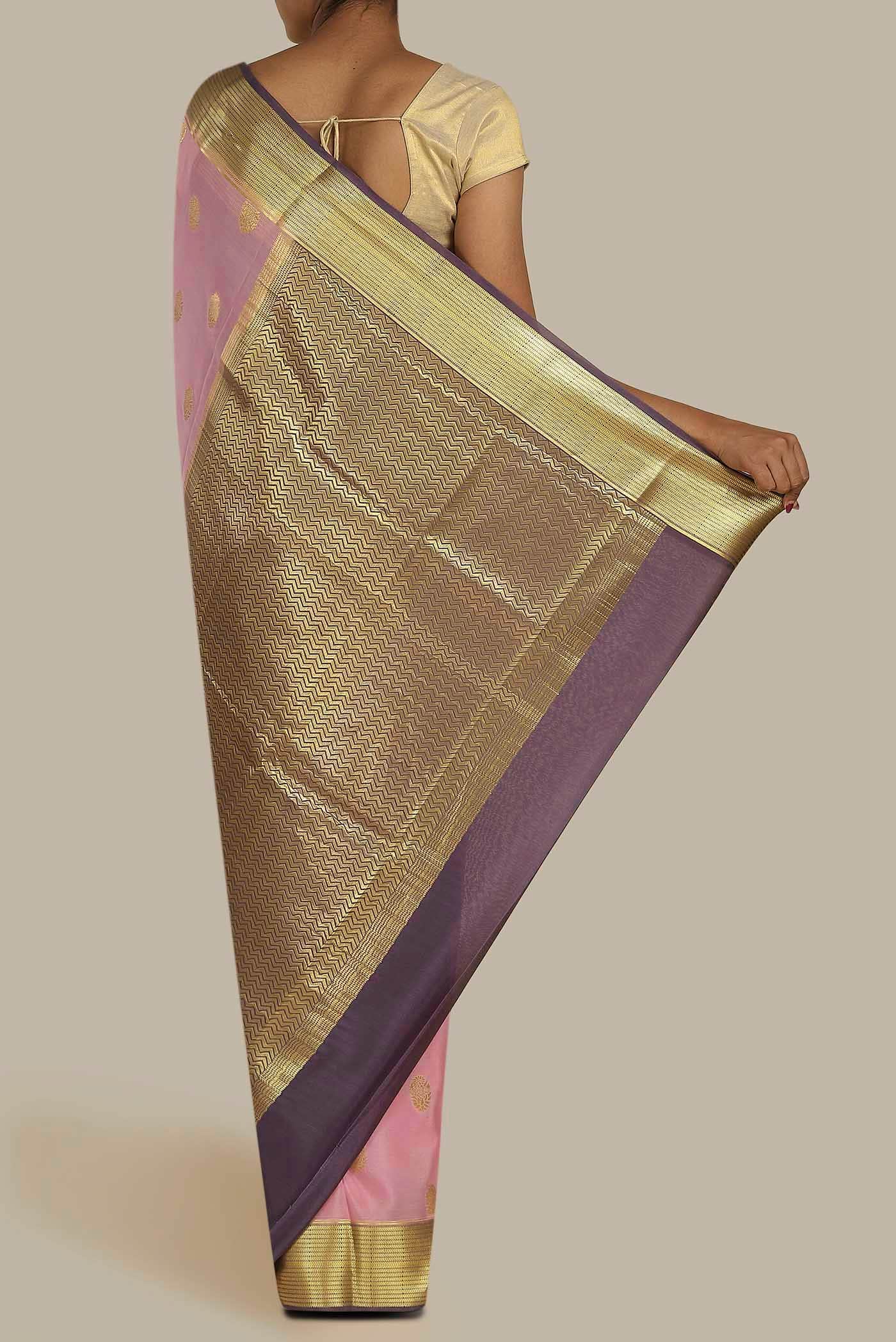 Pink Mysore Crepe Saree