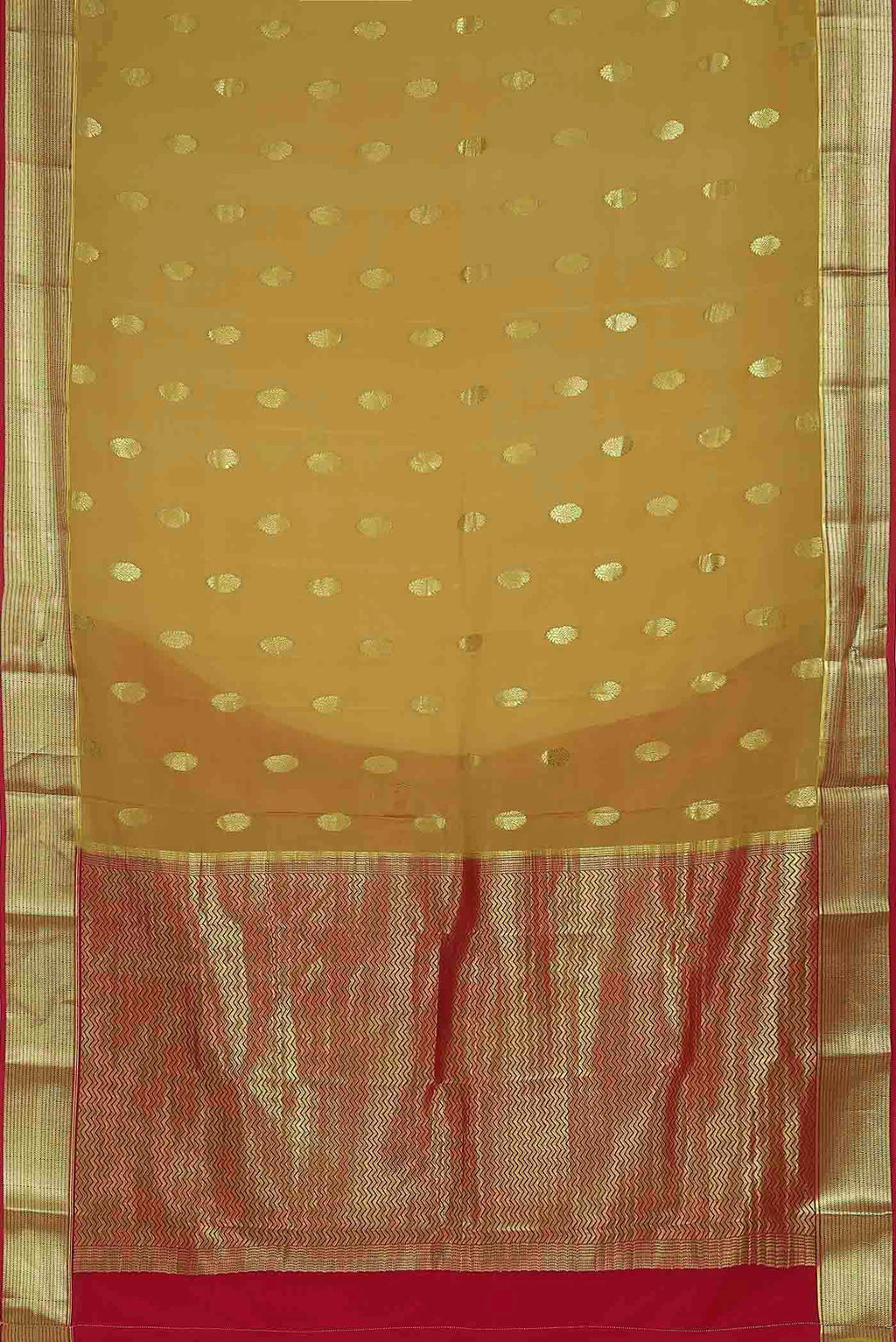 Mustard Mysore Crepe Saree
