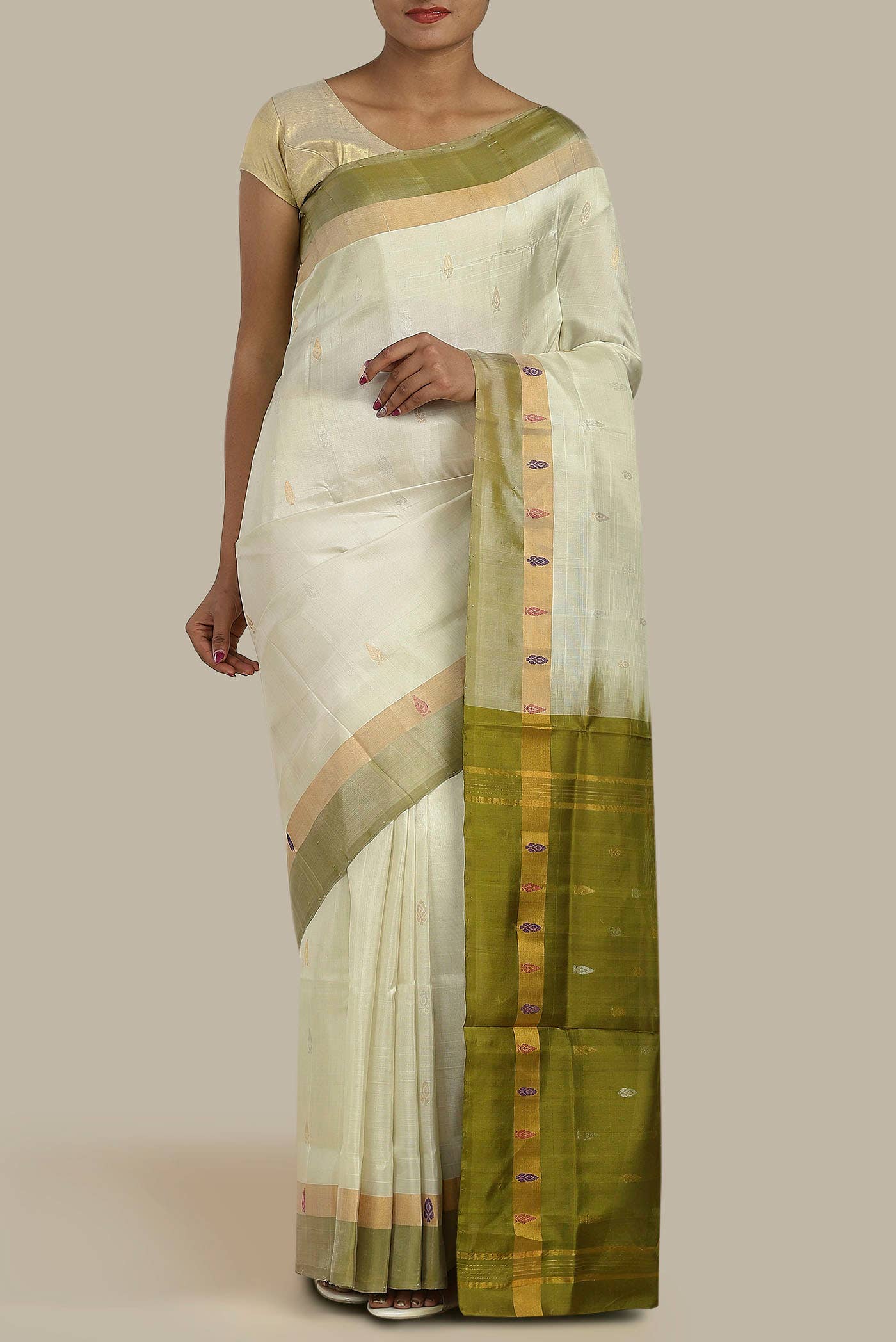 Cream Uppada Silk Saree