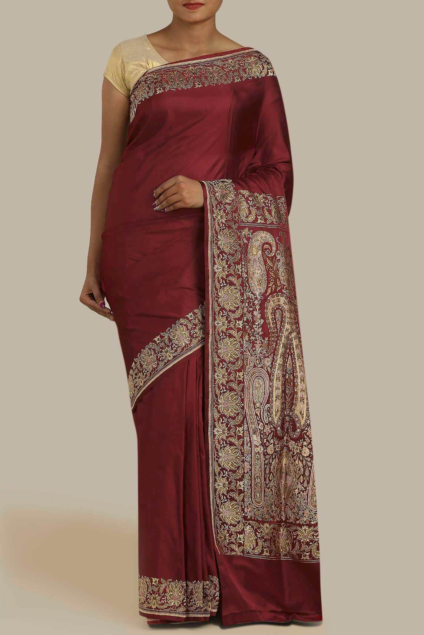 Maroon Banarasi Silk Saree
