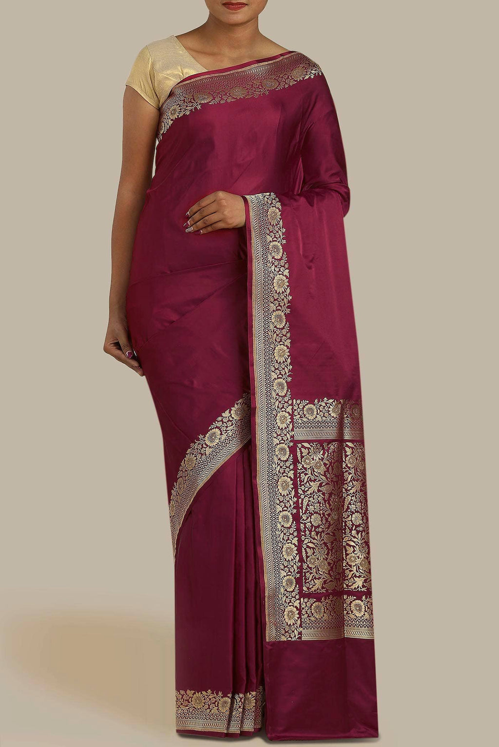 Maroon Banarasi Silk Saree