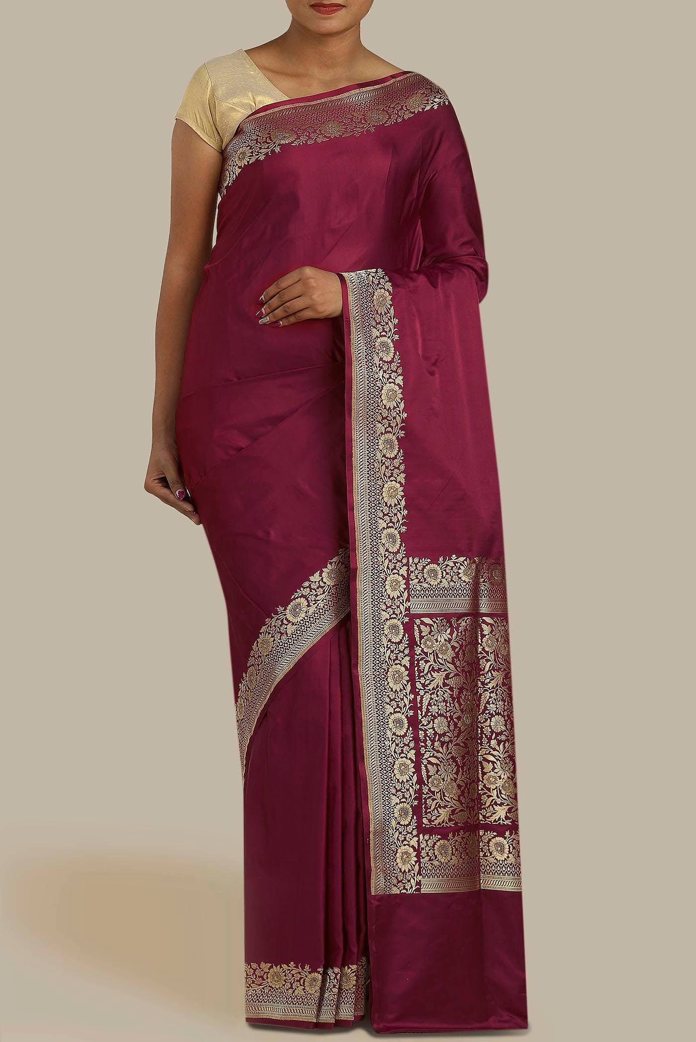 Maroon Banarasi Silk Saree