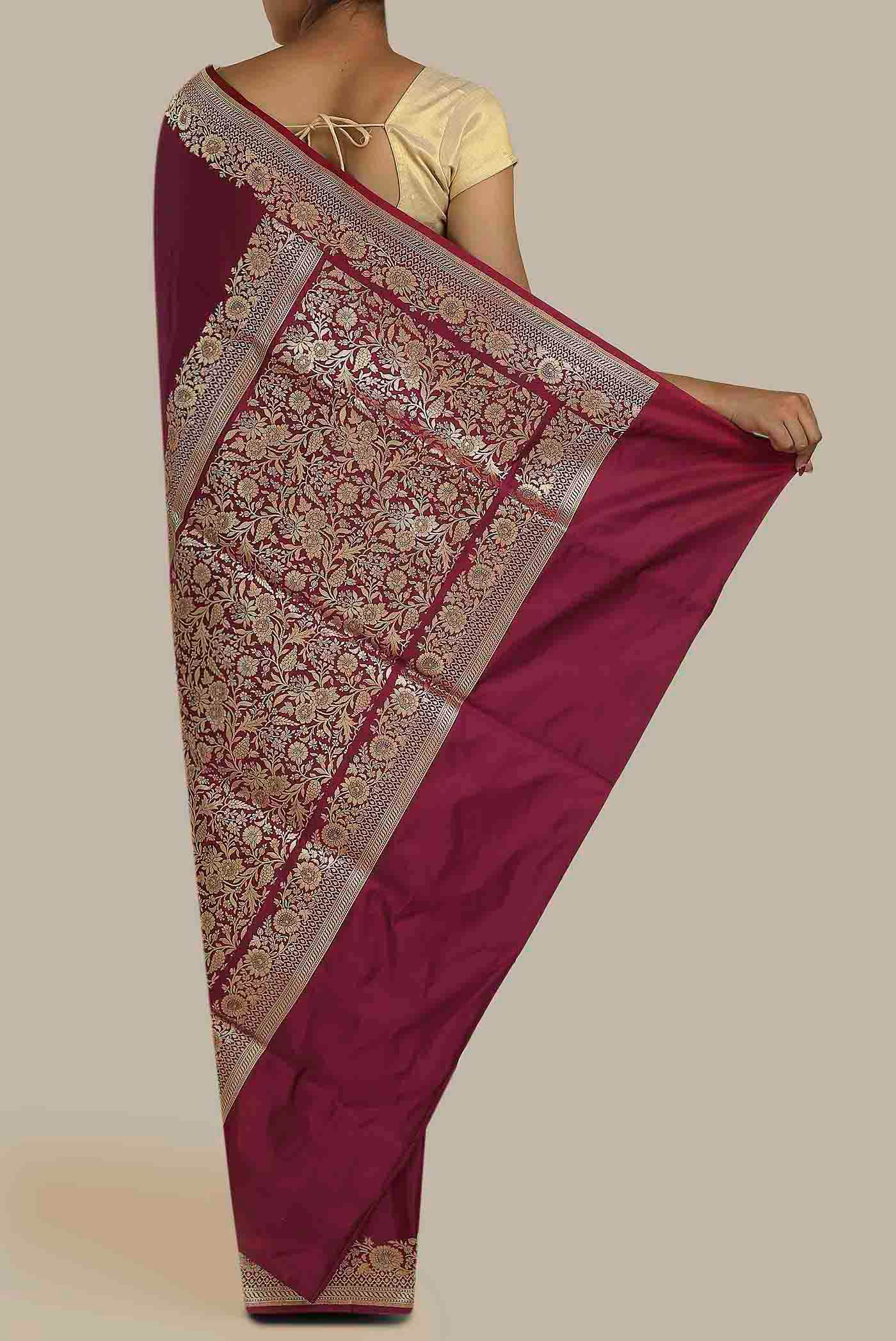 Maroon Banarasi Silk Saree