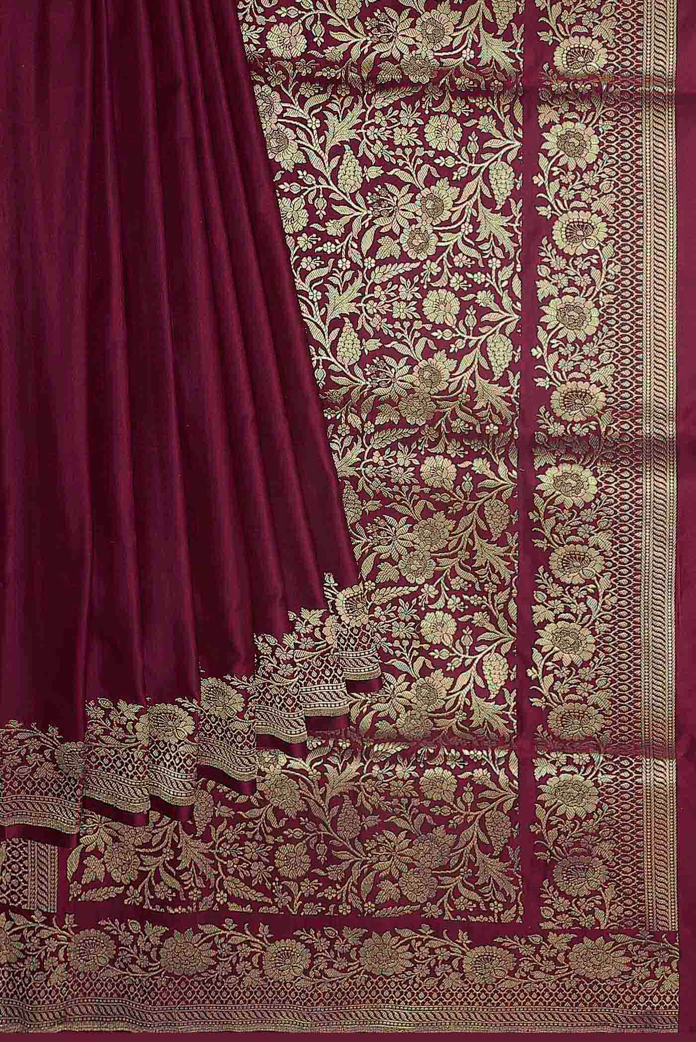 Maroon Banarasi Silk Saree