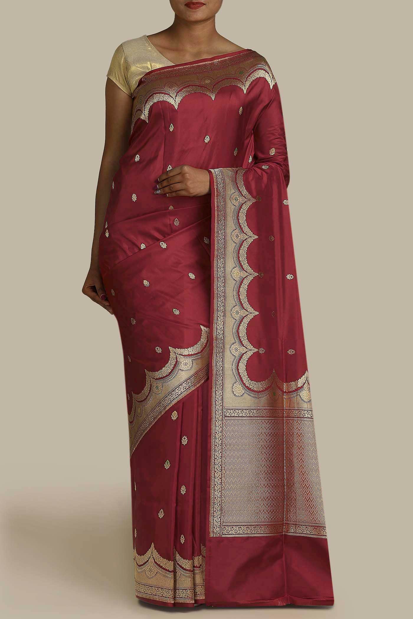 Maroon Banarasi Silk Saree