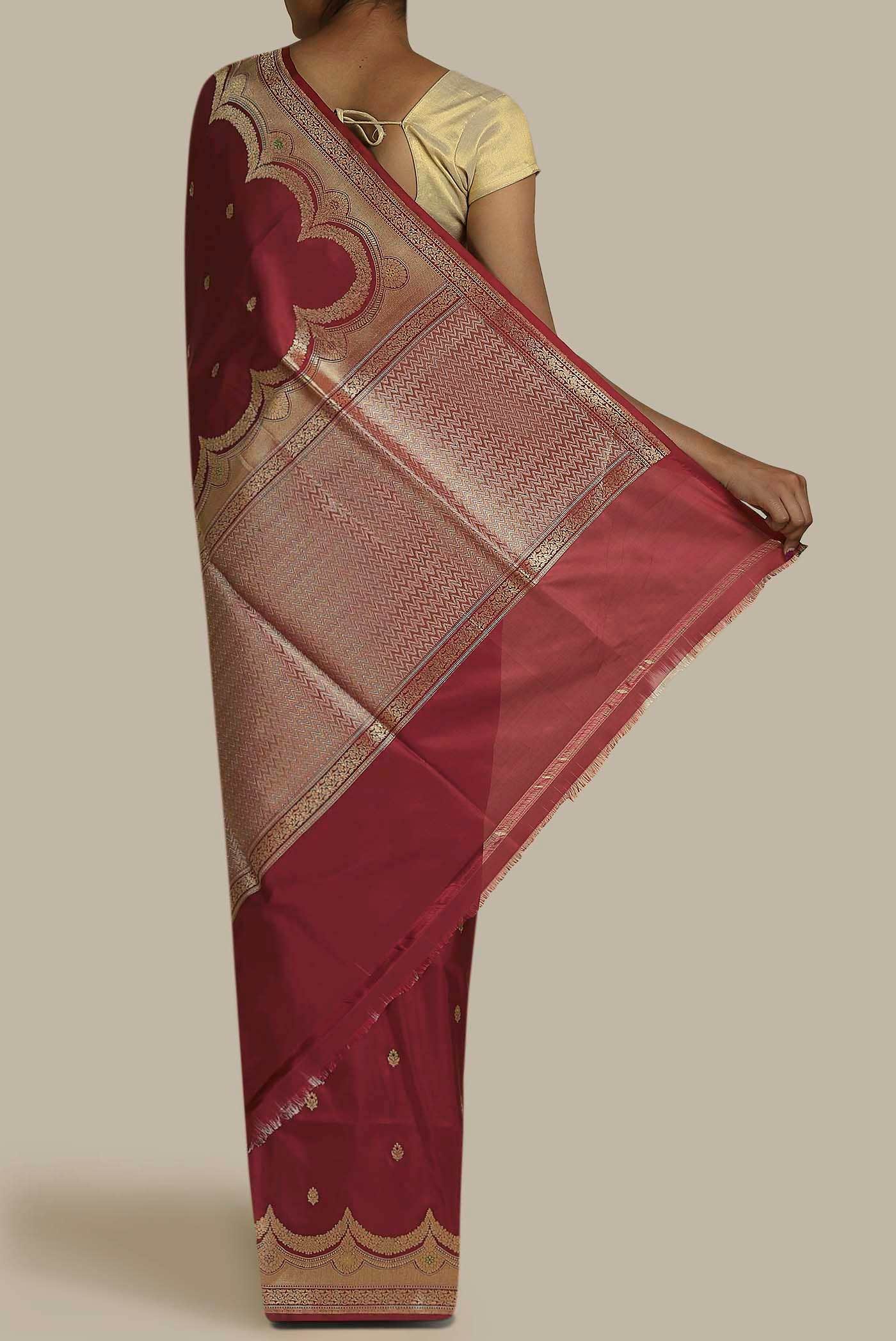 Maroon Banarasi Silk Saree
