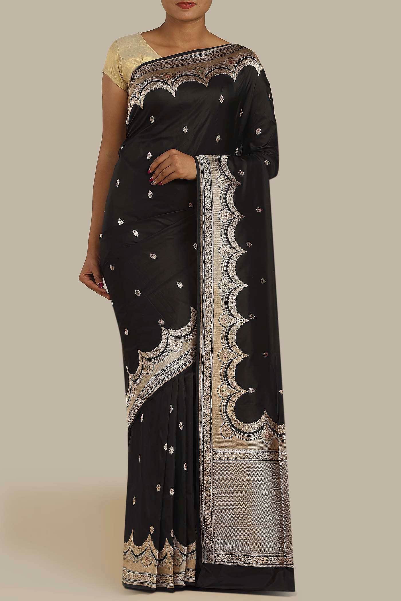 Black Banarasi Silk Saree