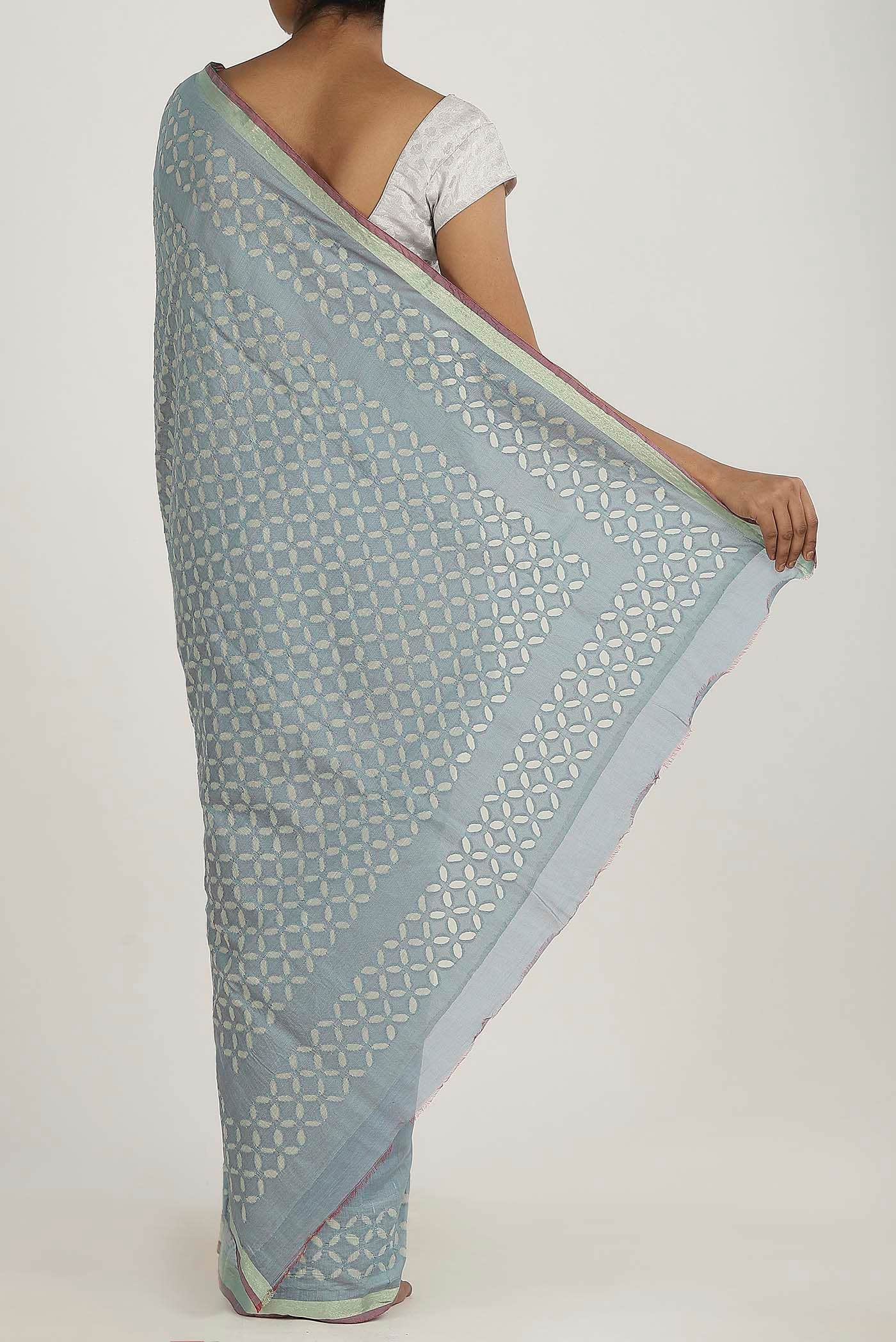 Blue Chanderi Silk Cotton Saree