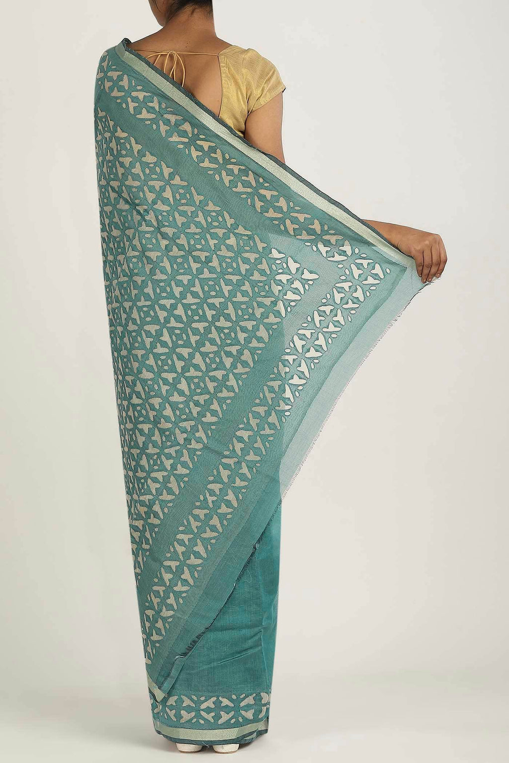 Green Chanderi Silk Cotton Saree