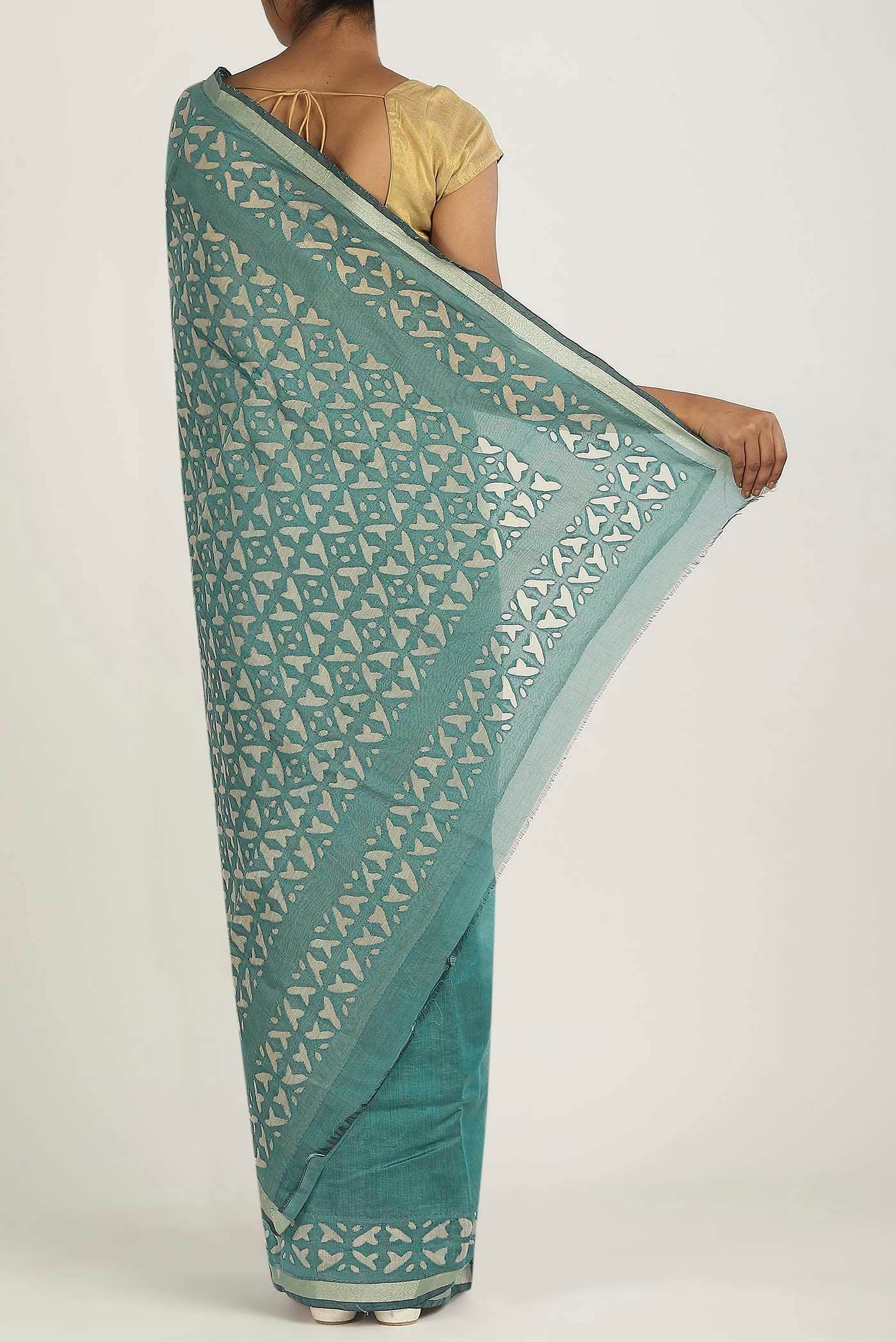 Green Chanderi Silk Cotton Saree