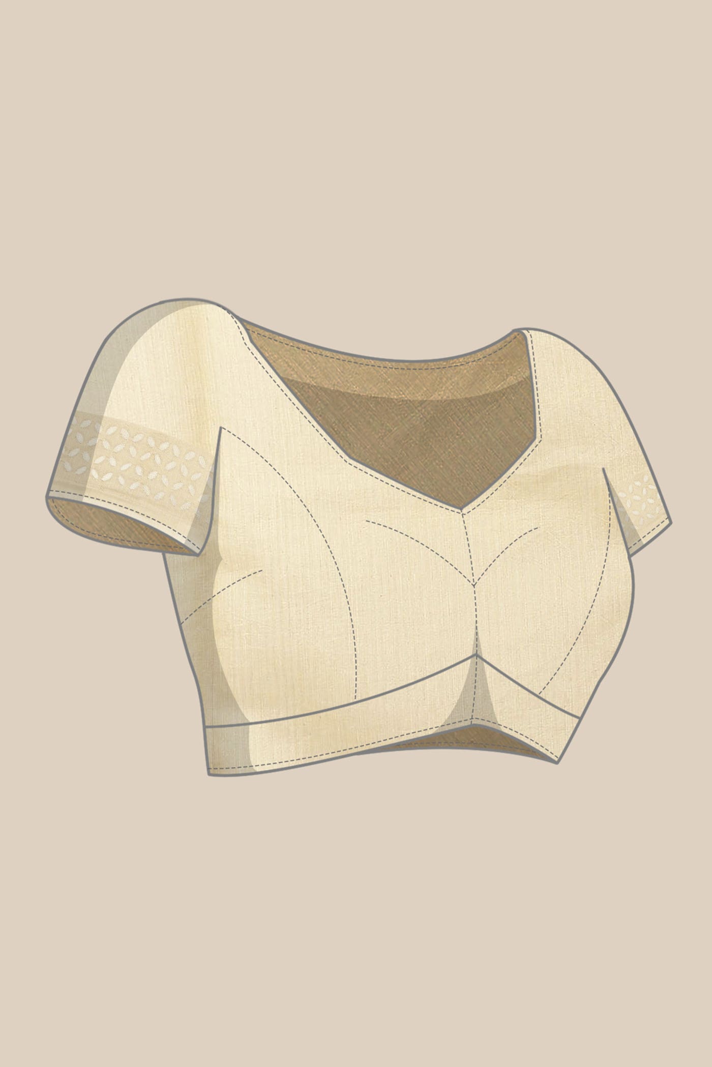 Beige Chanderi Silk Cotton Saree