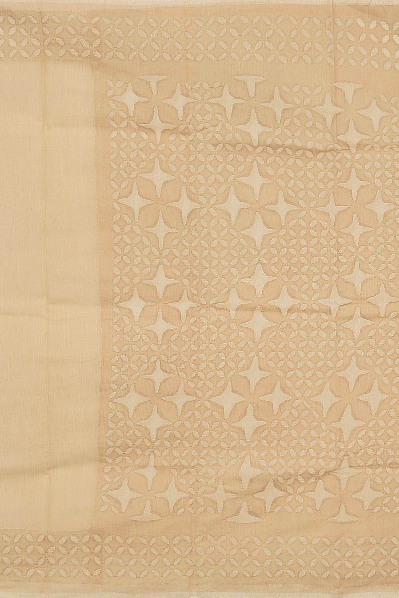 Beige Chanderi Silk Cotton Saree