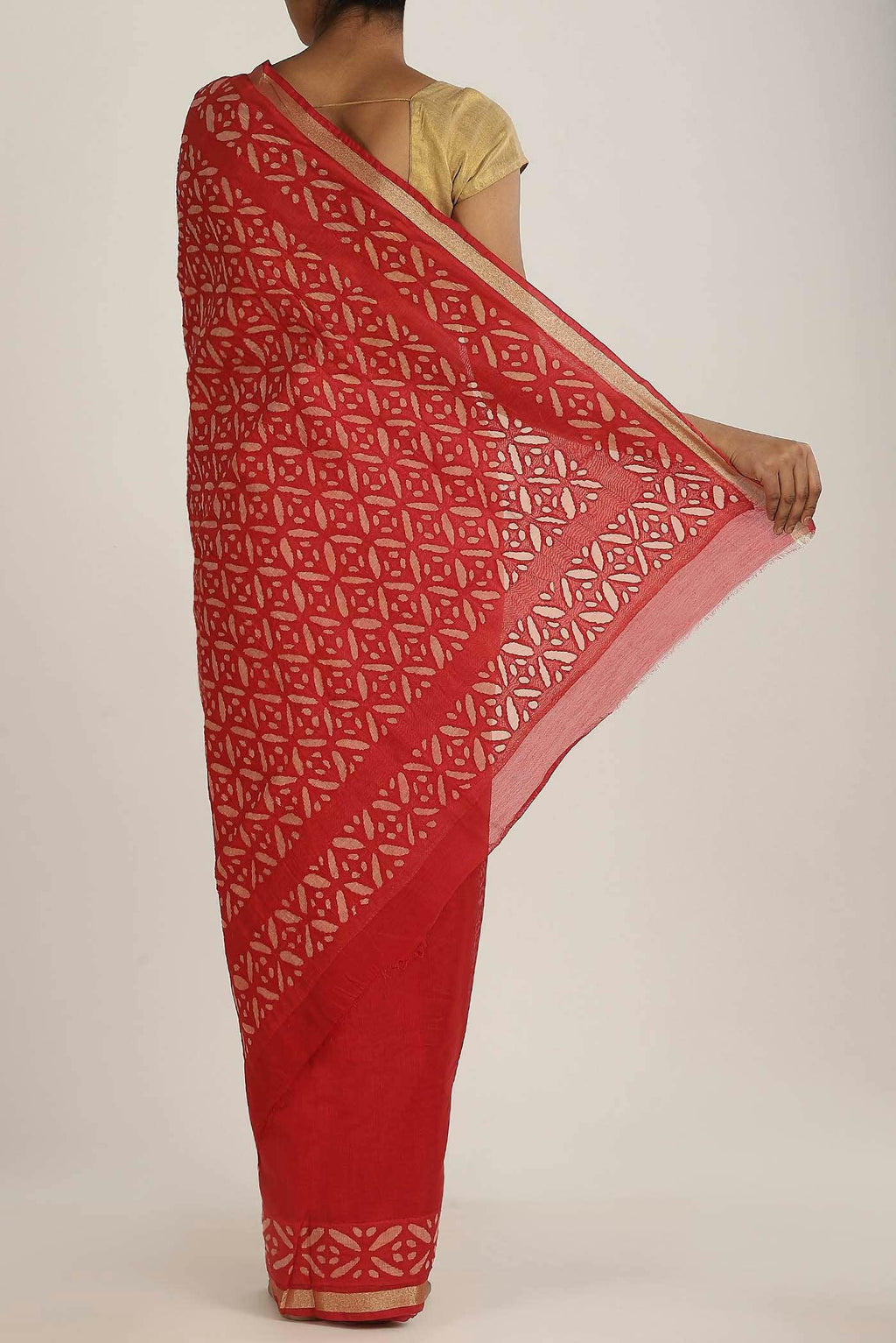 Red Chanderi Silk Cotton Saree