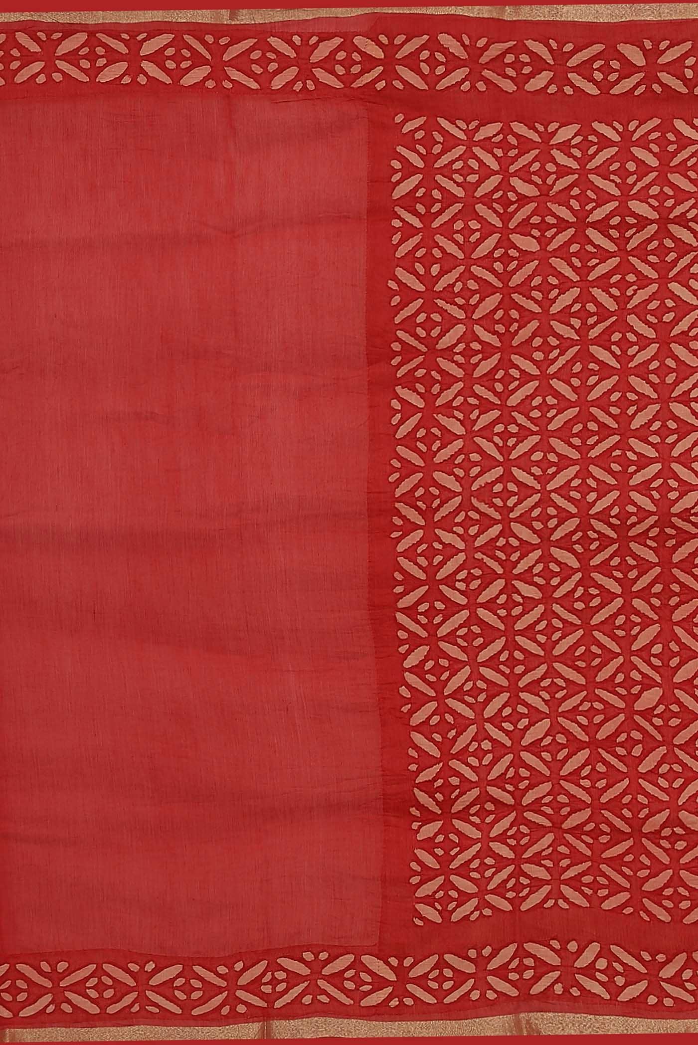 Red Chanderi Silk Cotton Saree