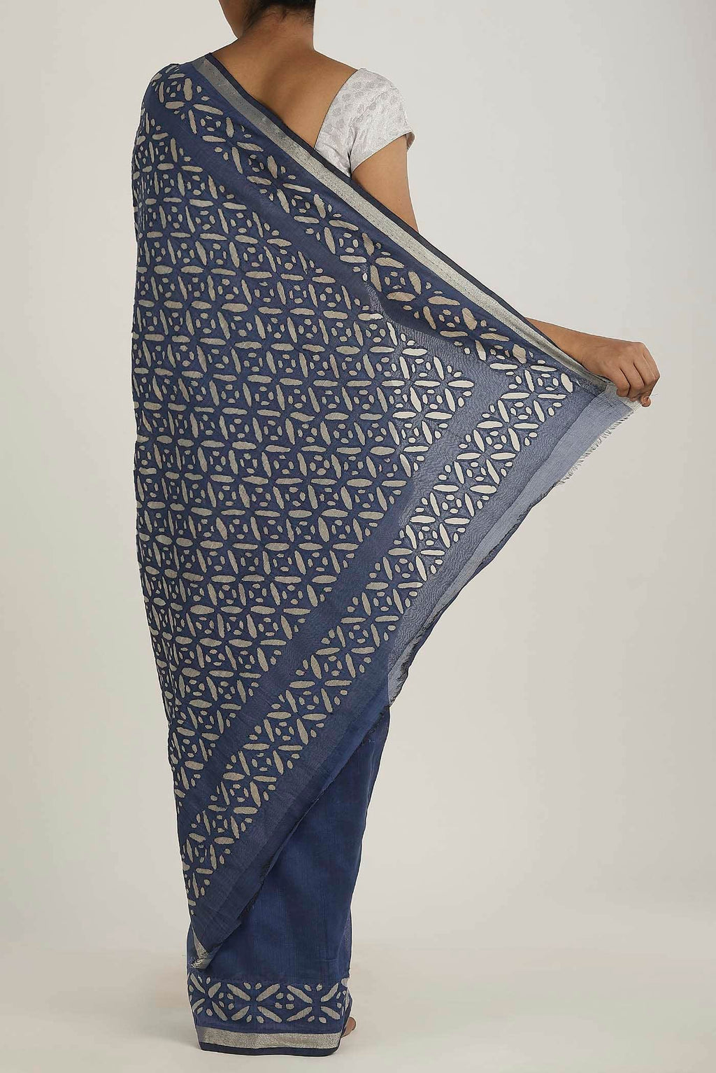 Grey Chanderi Silk Cotton Saree