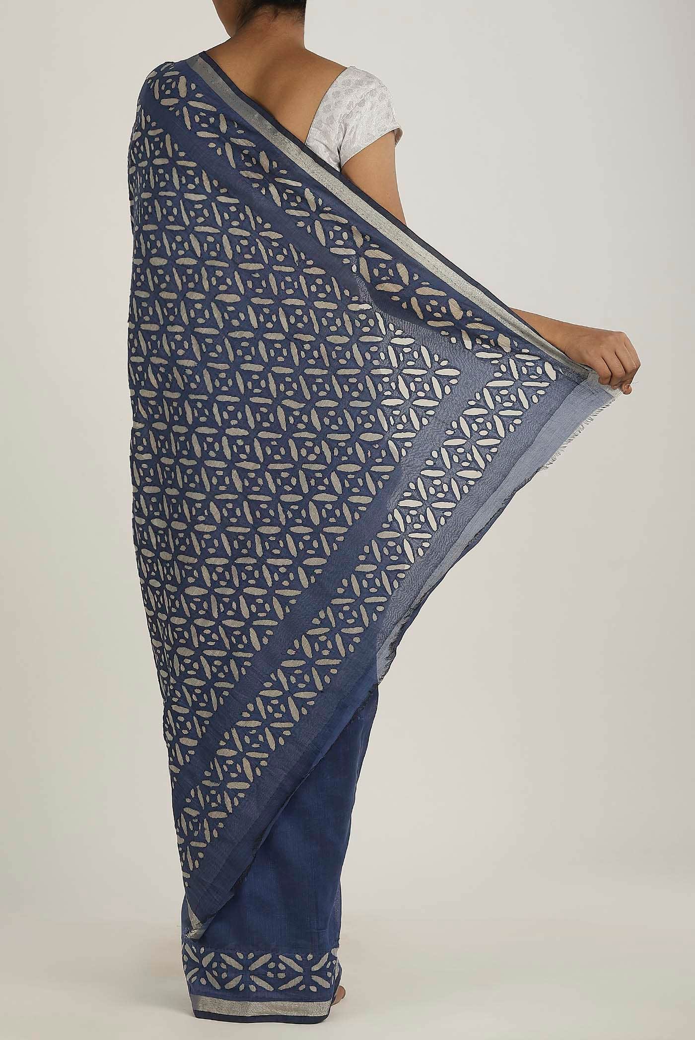 Grey Chanderi Silk Cotton Saree