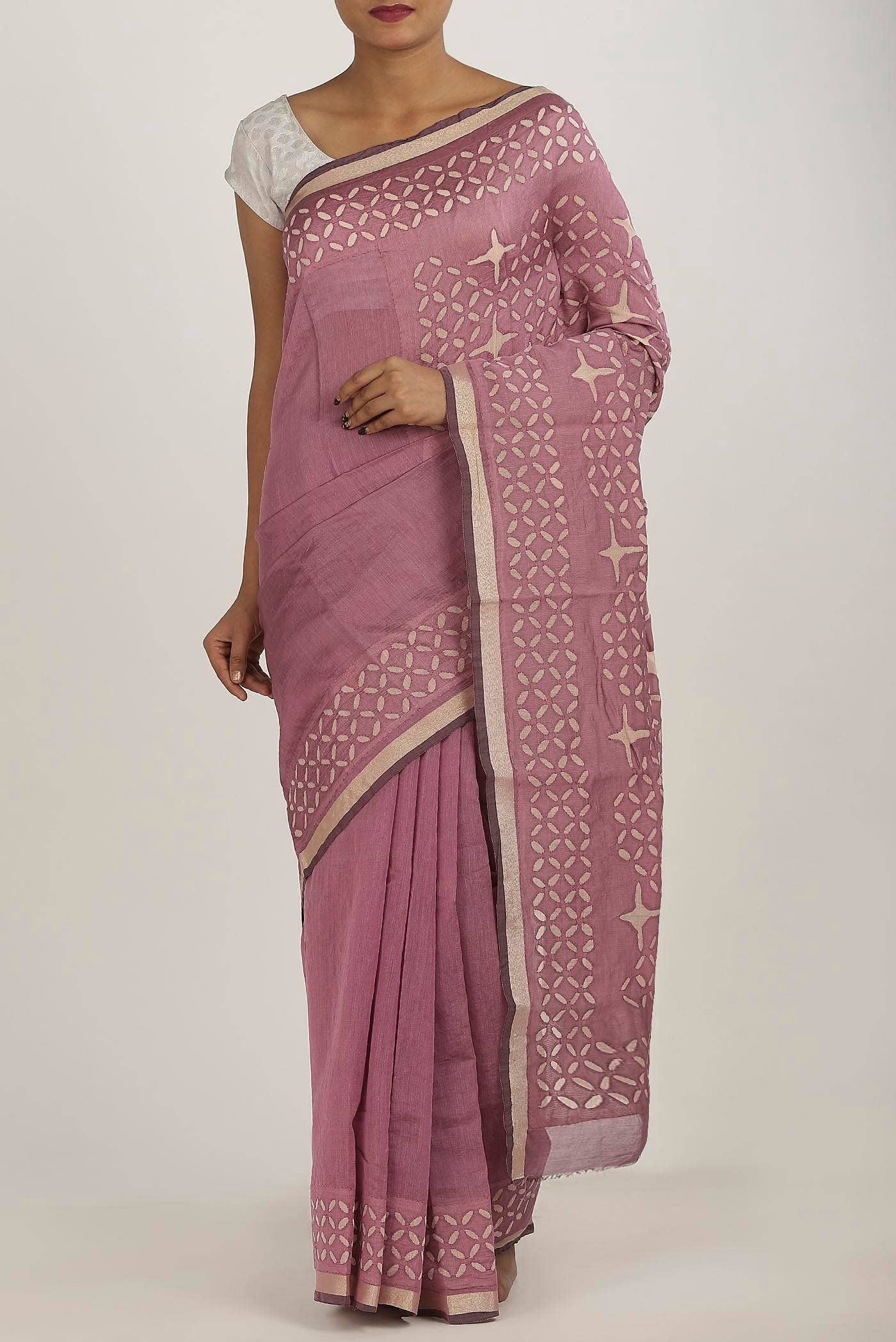 Rose Gold Chanderi Silk Cotton Saree