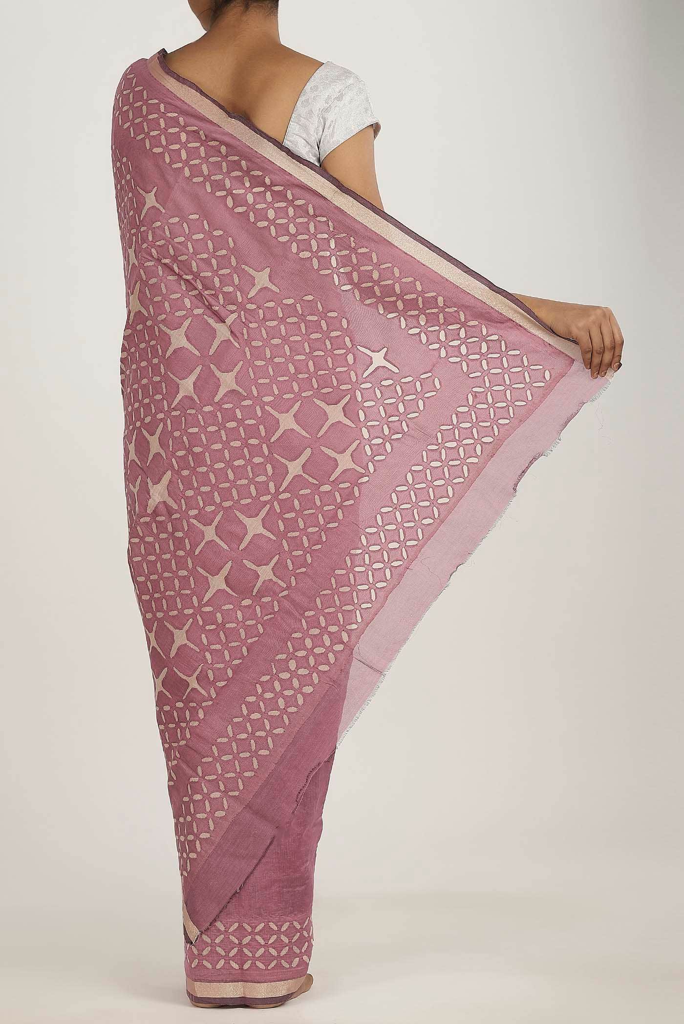 Rose Gold Chanderi Silk Cotton Saree