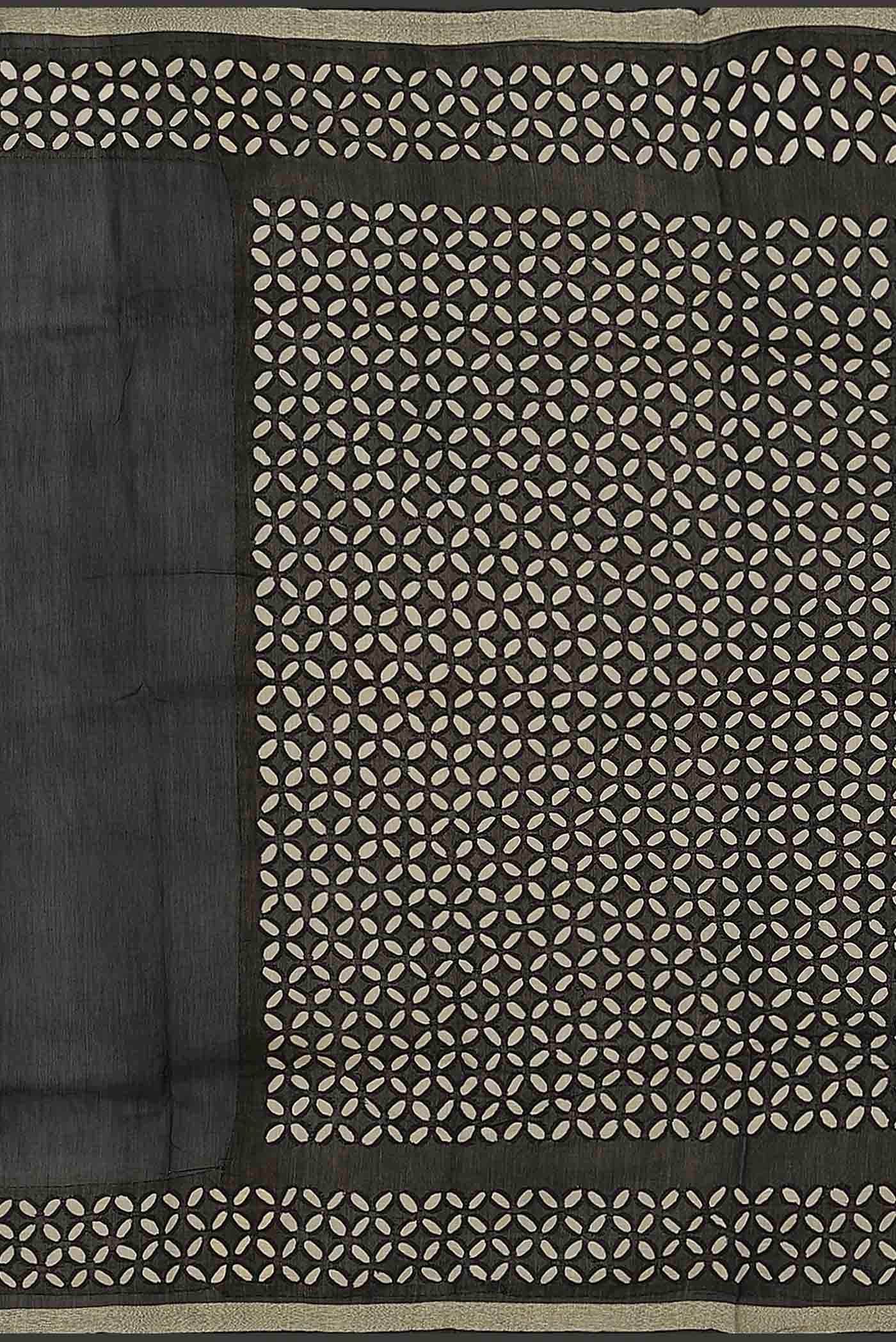 Black Chanderi Silk Cotton Saree