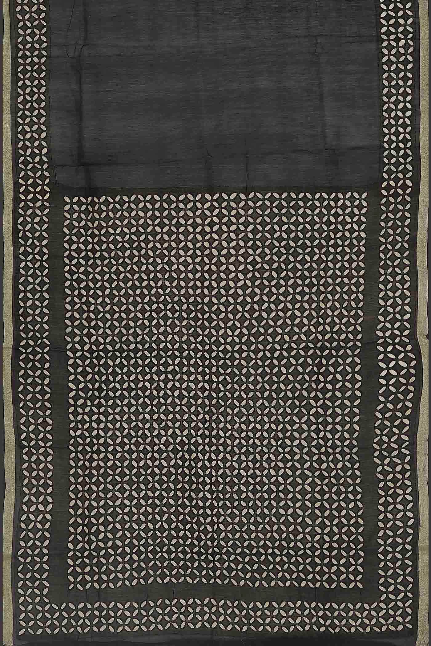 Black Chanderi Silk Cotton Saree