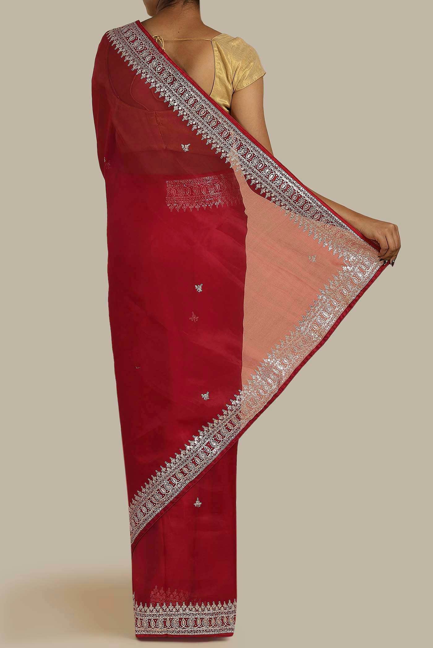 Red Organza Silk Saree