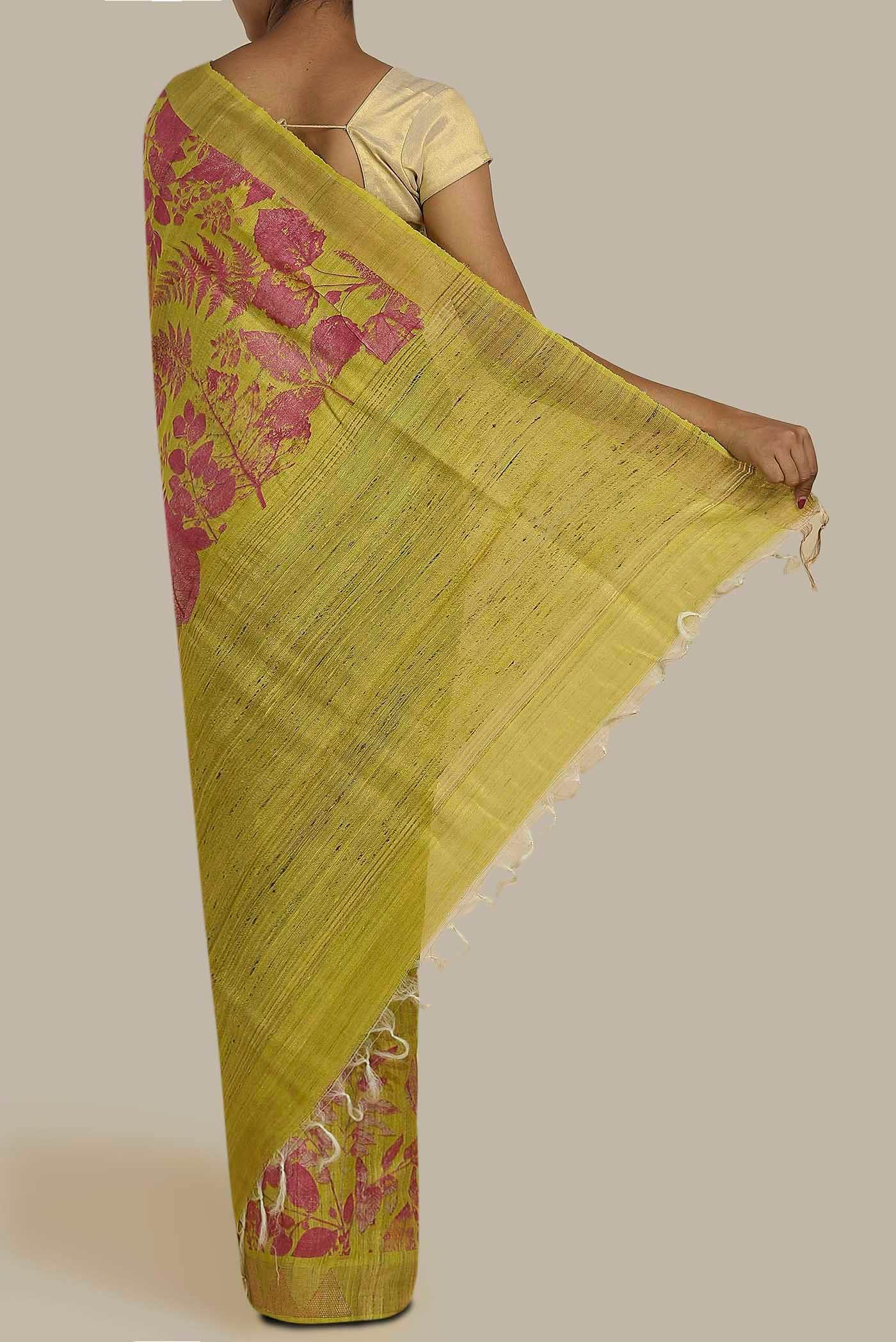 Green Tussar Silk Saree