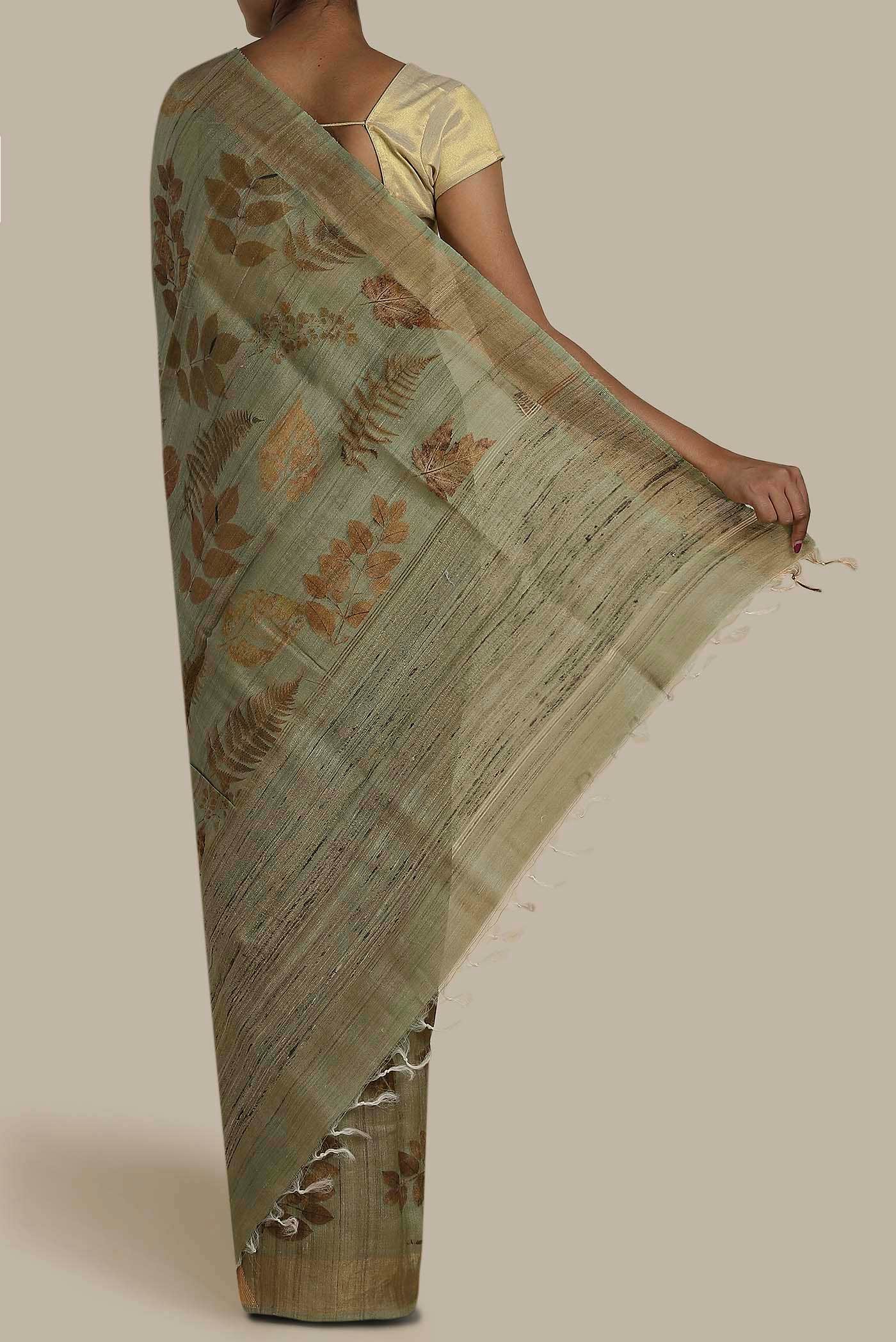 Green Tussar Silk Saree