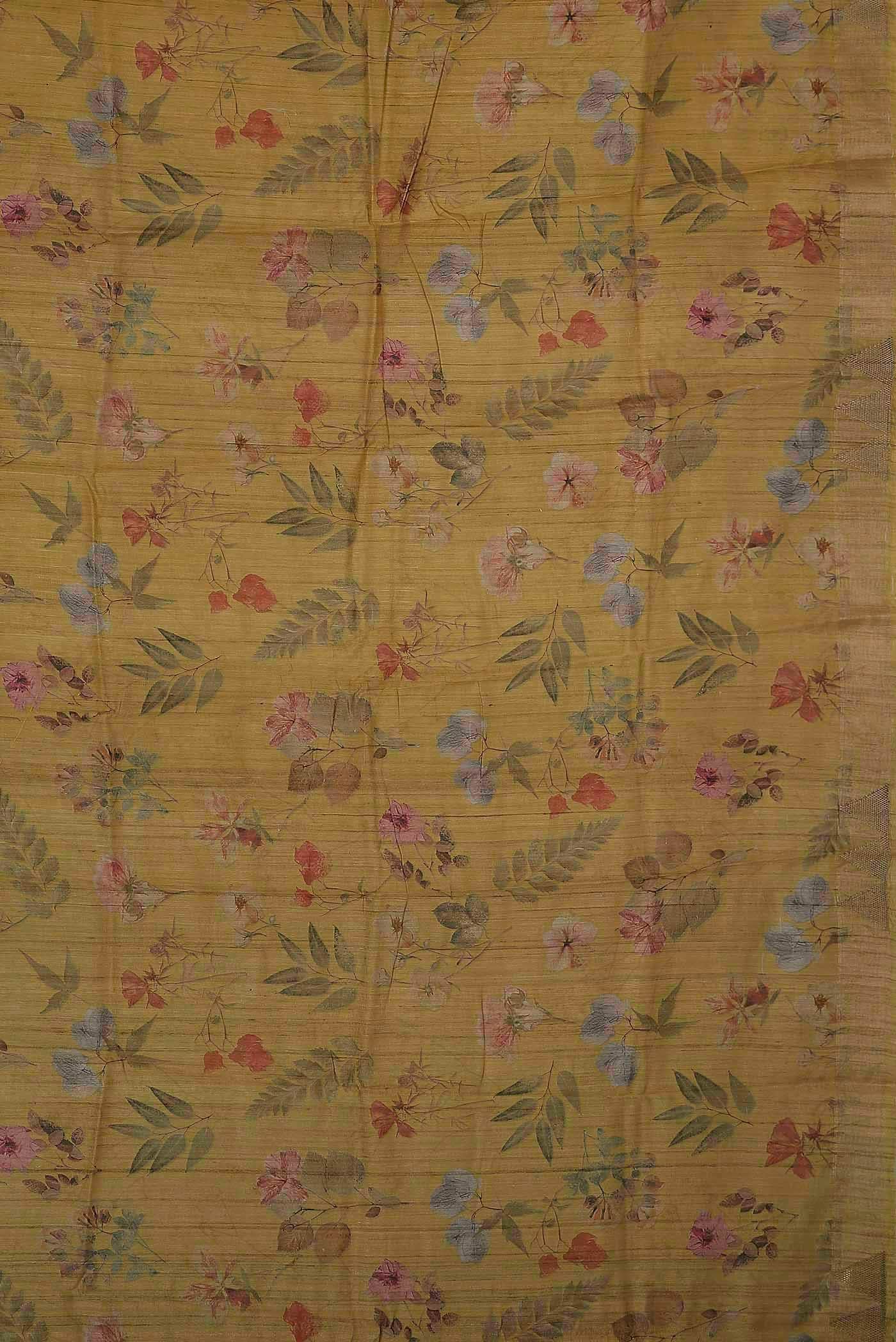 Mustard Tussar Silk Saree