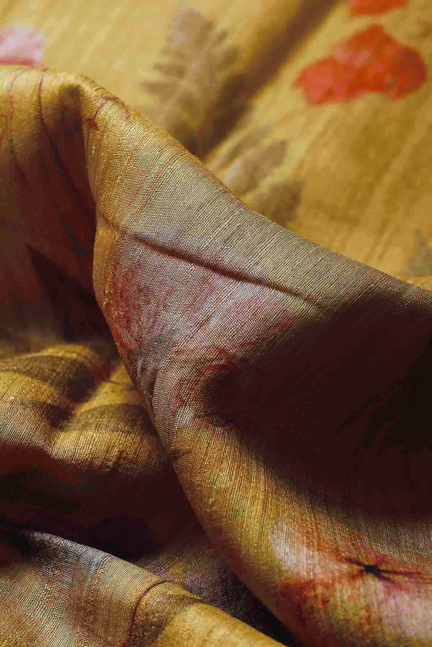 Mustard Tussar Silk Saree